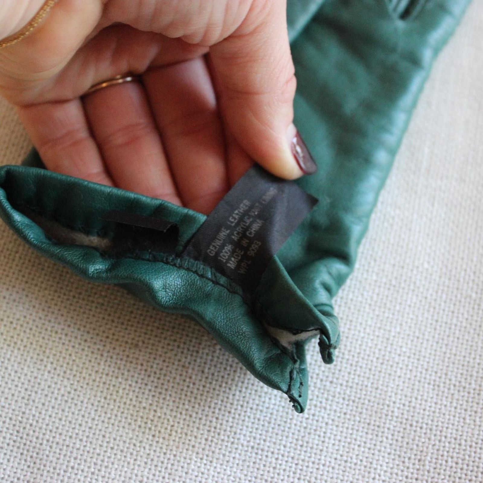 Other Vintage Deep Green Leather Gloves (XS) Size ONE SIZE - 4 Thumbnail