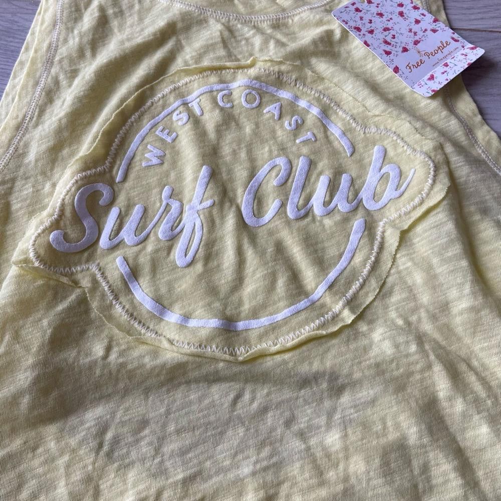 Free People Free People Yellow West Cost Surf Club Tank Top Size S / US 4 / IT 40 - 2 Thumbnail