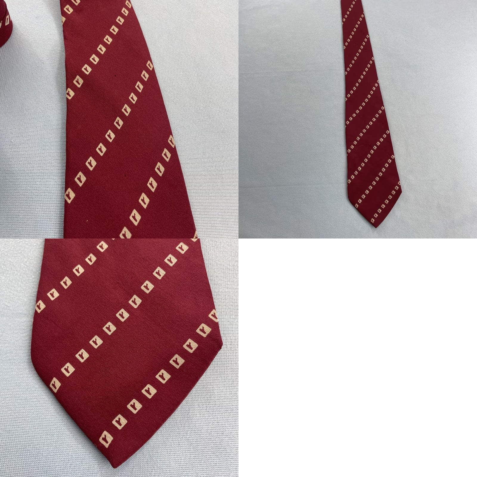 Vintage Renoma Paris France Silk Tie Red White R Motif Abstract Repp Stripe vtg 4x59 Capsule Wide Necktie Size ONE SIZE - 10 Thumbnail