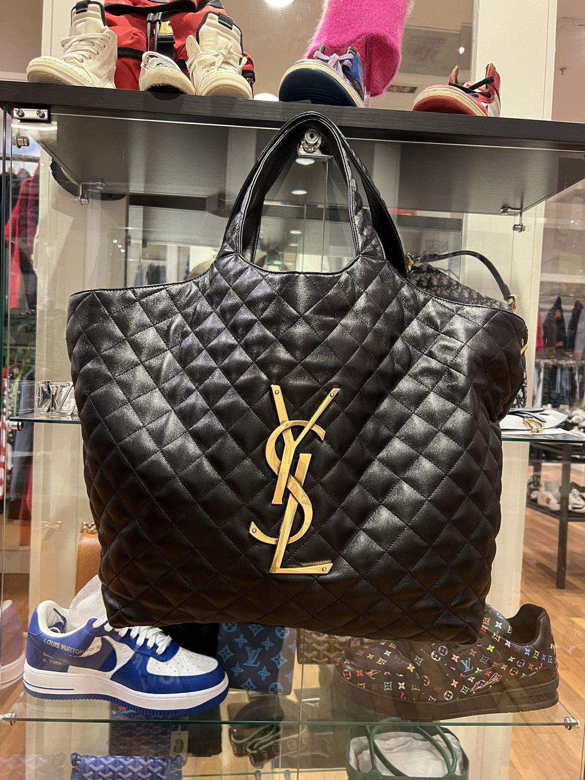 Saint Laurent YSL Maxi Jumbo Quilted Leather Tote Bag Black