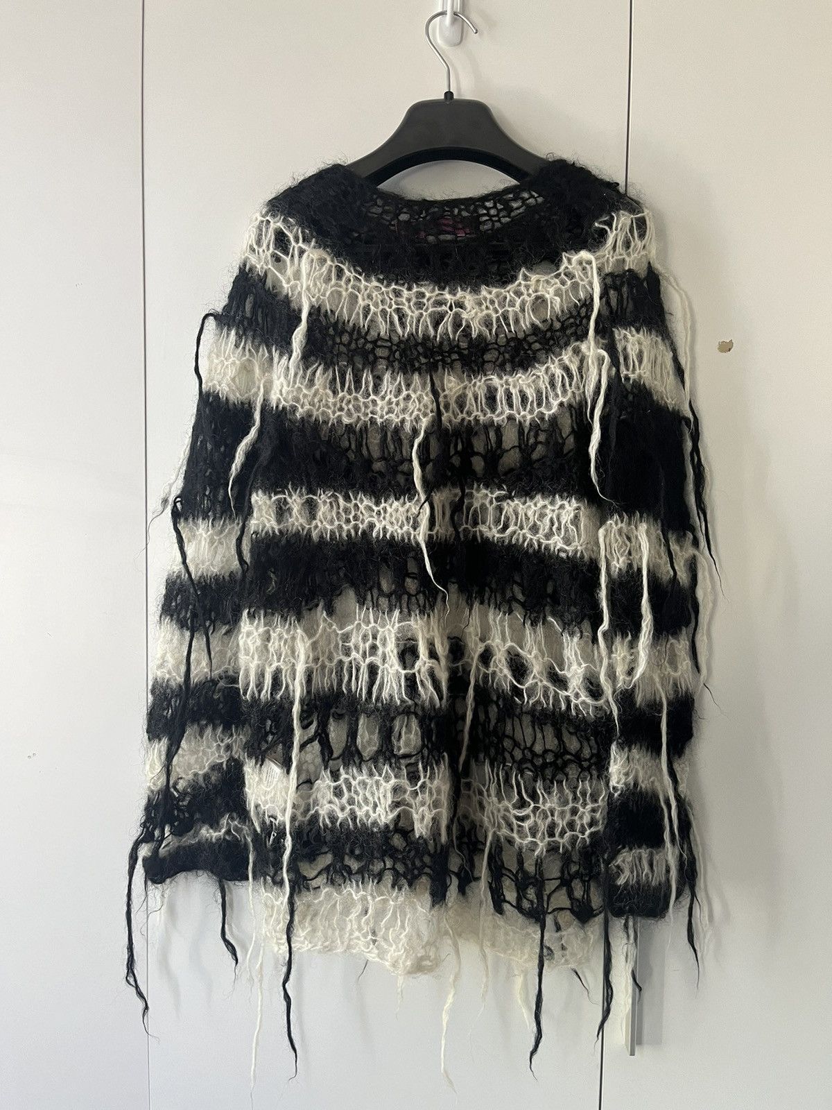 Junya Watanabe 05Aw Striped fringe Mohair grunge knit Size US M / EU 48-50 / 2 - 2 Thumbnail