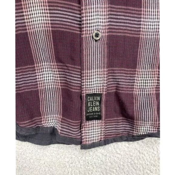 Calvin Klein Calvin Klein Button-Up Shirt Mens Medium Maroon Plaid Long Sleeve Pockets Size US M / EU 48-50 / 2 - 7 Thumbnail