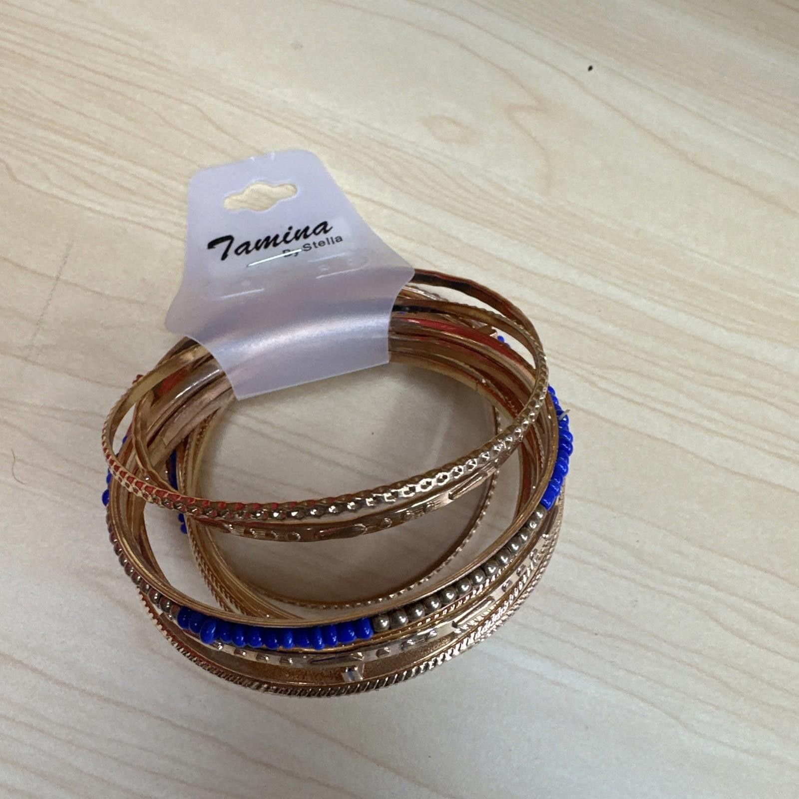 Stella McCartney Tamina By Stella Gold Blue 13 Piece Bangle Bracelet Set New Size ONE SIZE - 2 Thumbnail