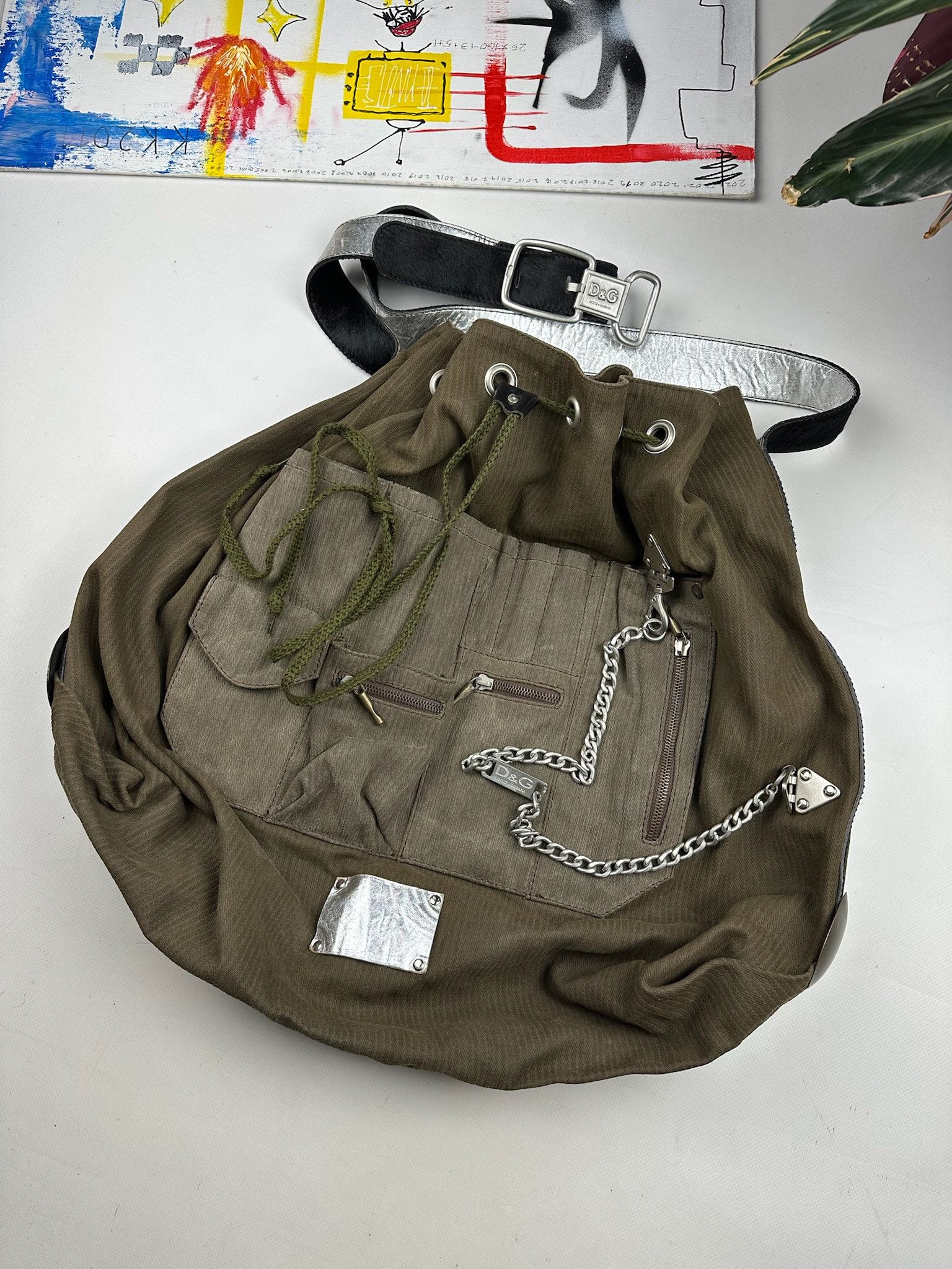 2000s Dolce & Gabbana Black army Cargo Shoulder Bag