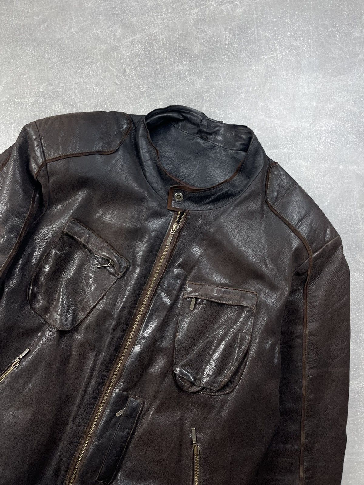Harley Davidson × Vintage Vintage Harley Davidson 90s Leather Brown Biker Jacket Size US XL / EU 56 / 4 - 5 Thumbnail