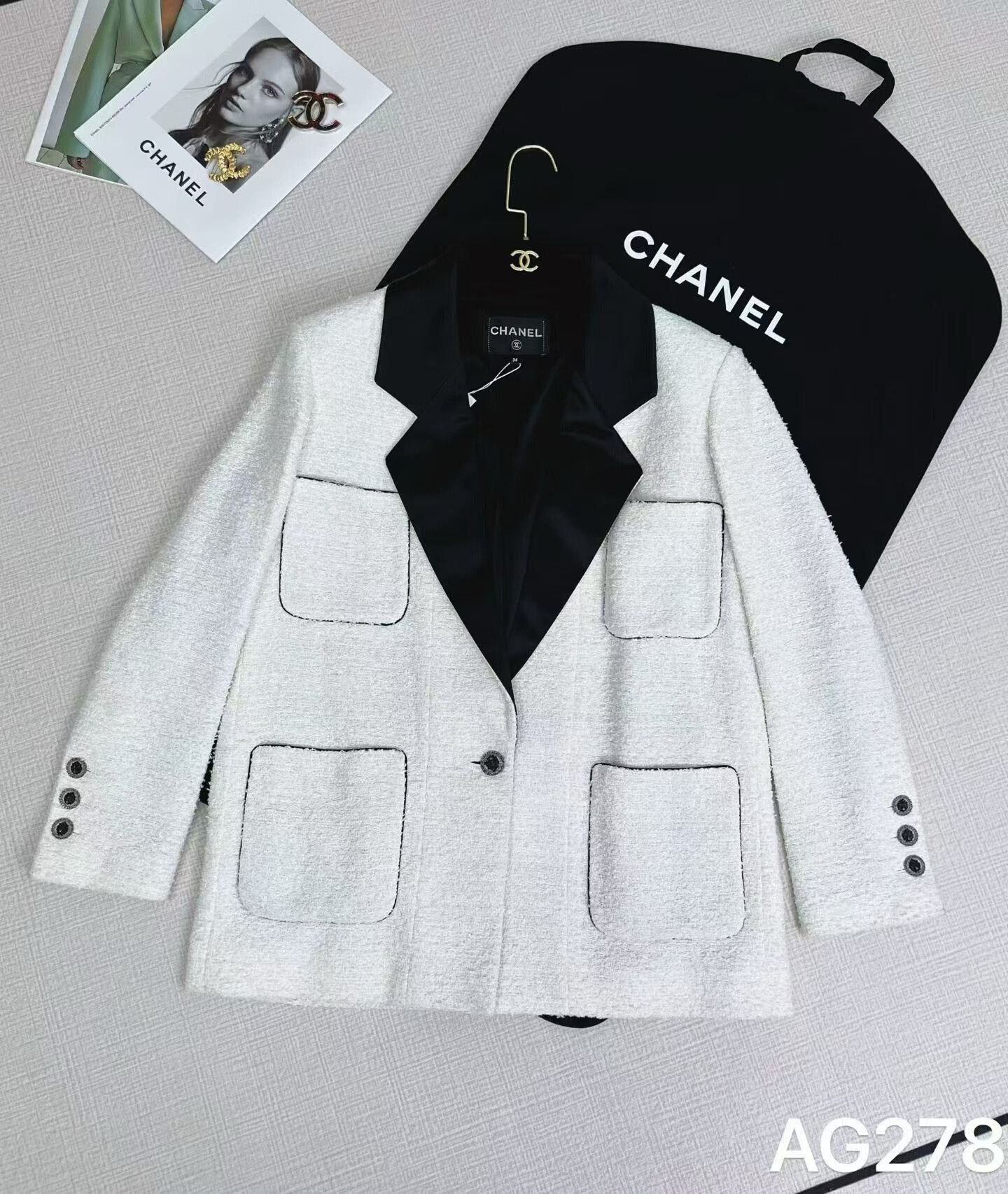 Chanel CHANEL Silk Collar Weave Jacket Size S / US 4 / IT 40 - 1 Thumbnail
