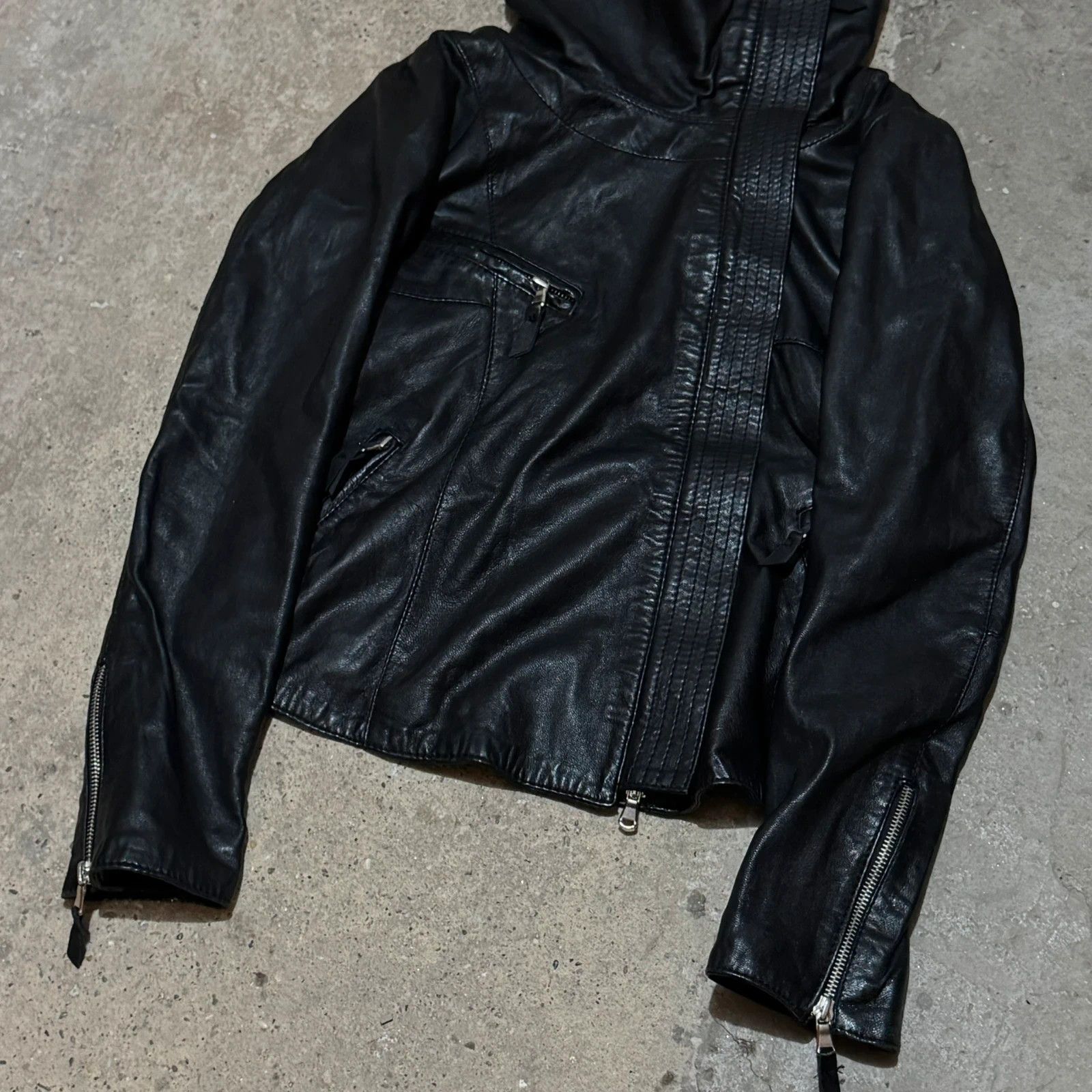 Other Rick owens style high neck leather jacket Size S / US 4 / IT 40 - 3 Thumbnail