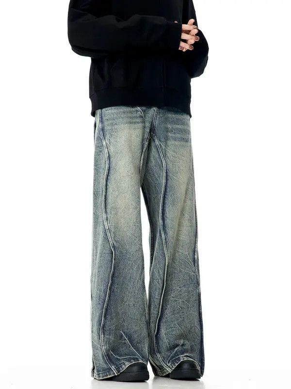 VIBE Baggy Embroidered Wide Leg Denim Jeans Size US 30 / EU 46 - 4 Thumbnail
