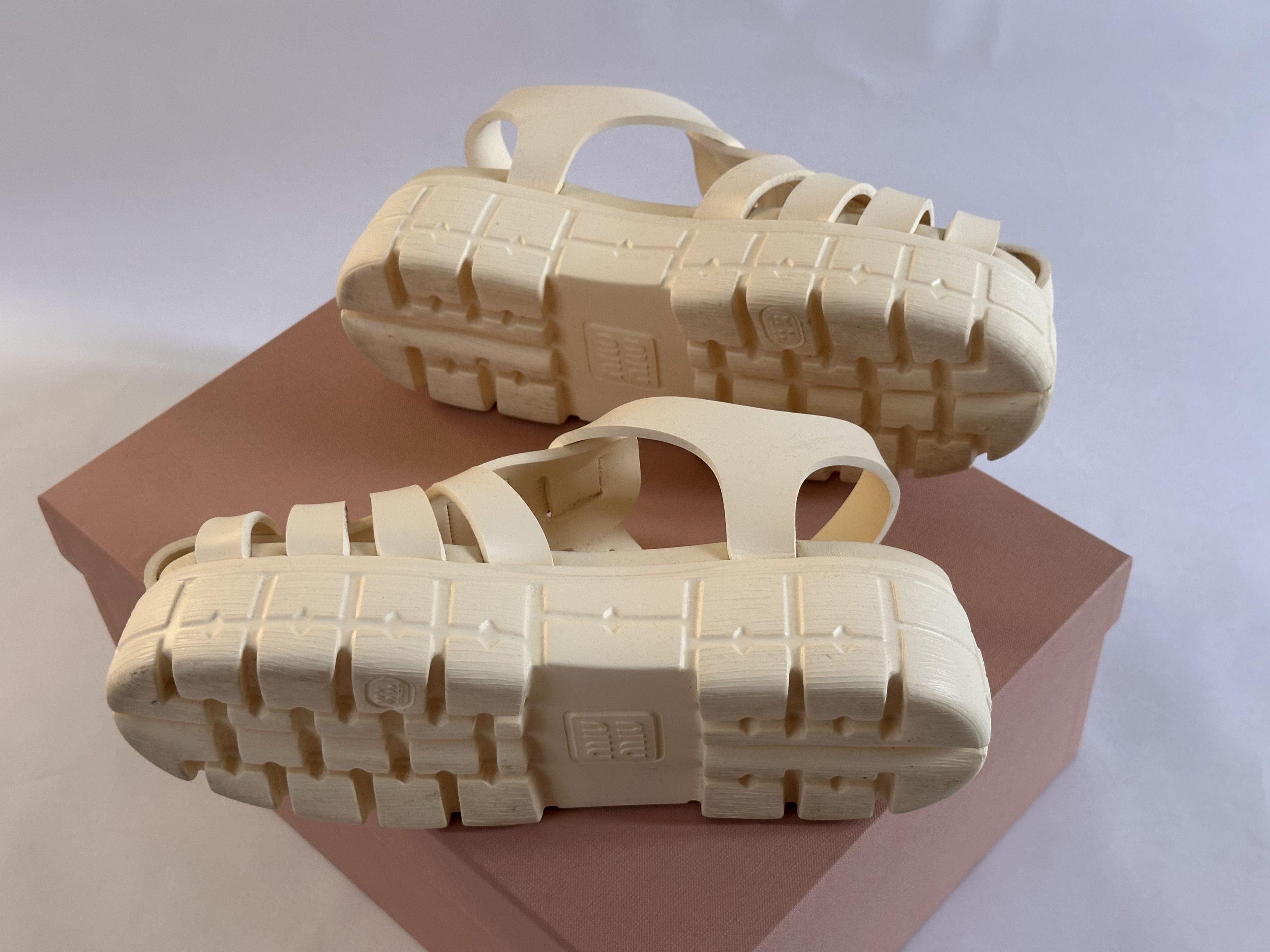 Miu Miu Miu Miu cream platform sandals Size US 9 / IT 39 - 3 Thumbnail