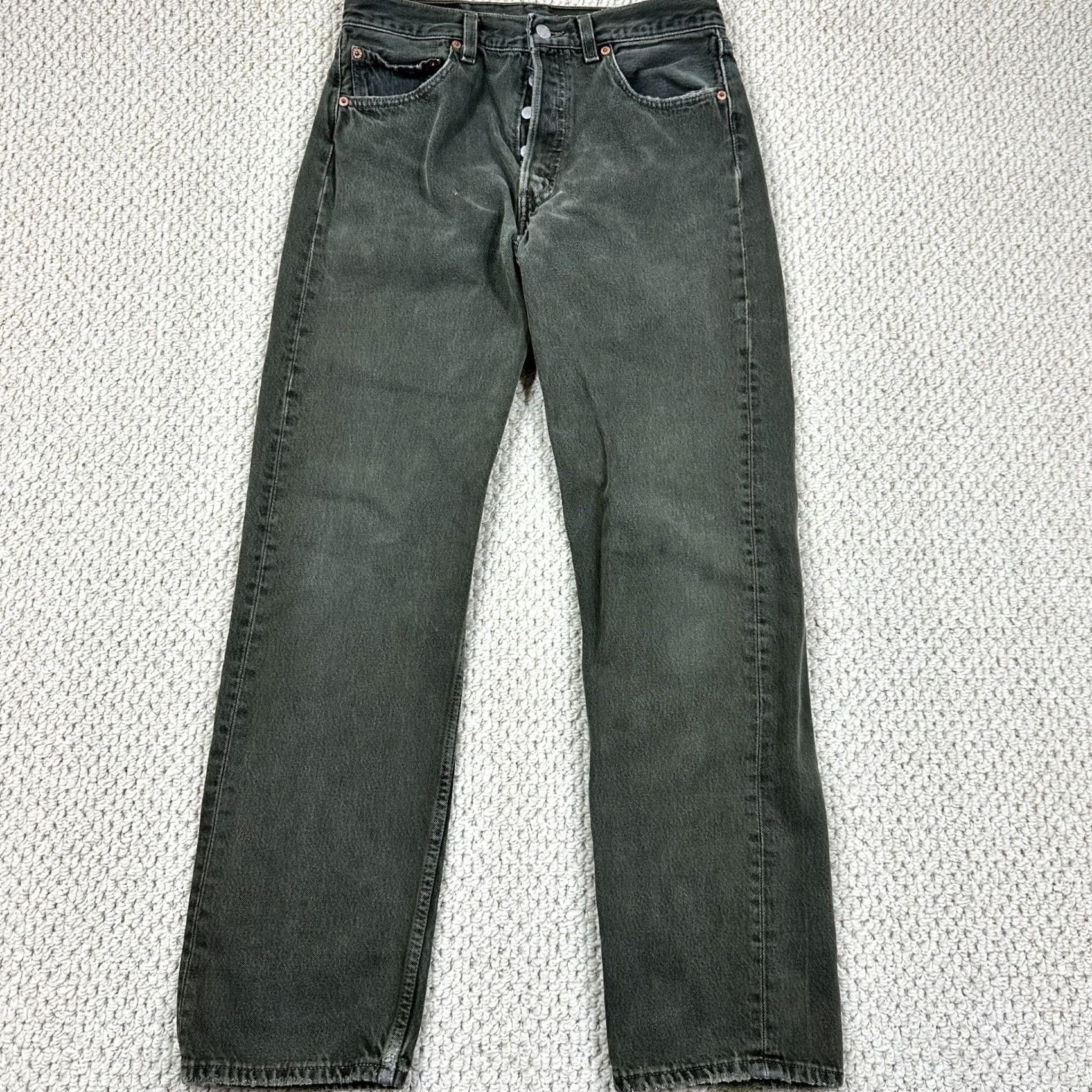 Levi's VINTAGE Levi's 501 Jeans Mens 30x30 Green Olive Denim USA Wallet Fade Size US 30 / EU 46 - 2 Thumbnail