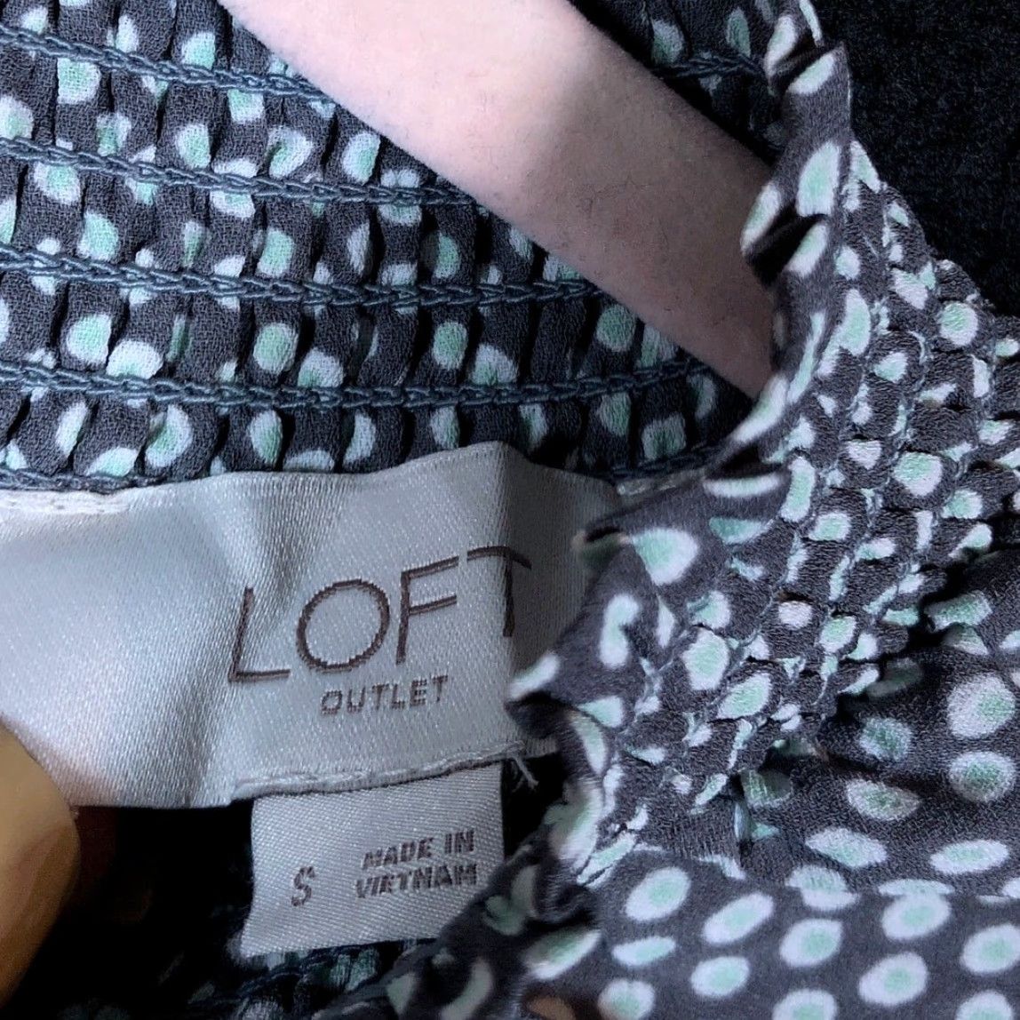 Loft VINTAGE LOFT Outlet Womens Blouse Gray Multi Polka Dot Mock Neck Long Sleeve Small Size S / US 4 / IT 40 - 6 Thumbnail