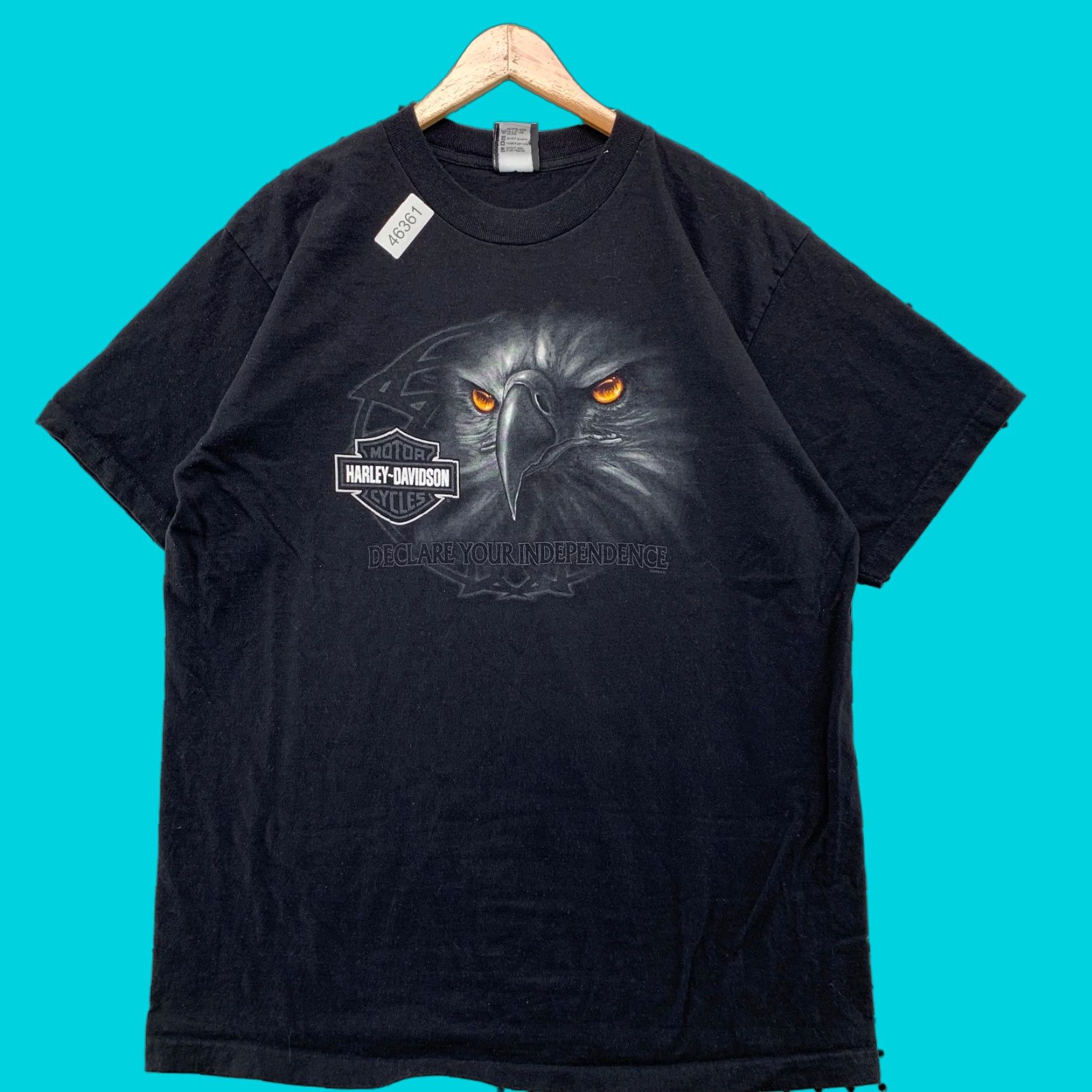 Harley Davidson VINTAGE Harley-Davidson Shirt Mens XL Black Eagle Declare Independence Smyrna DE Size US XL / EU 56 / 4 - 1 Thumbnail