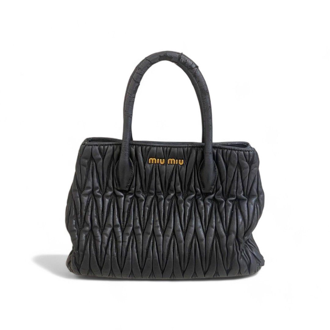 Miu Miu Miu Miu - Matelasse Quilted Band Handbag Black Size ONE SIZE - 1 Thumbnail