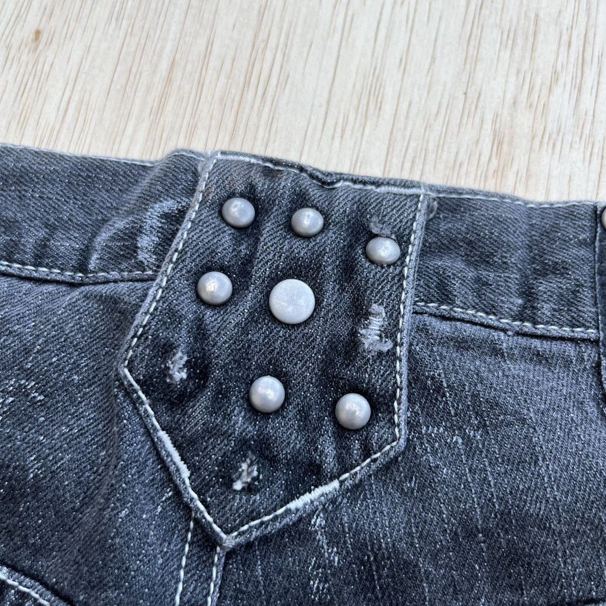 BERNINGS SHO BERNING-SHO BLACK WASHE POEM STUDED BONDAGE PUNK FLARE DENIM Size US 31 - 10 Thumbnail