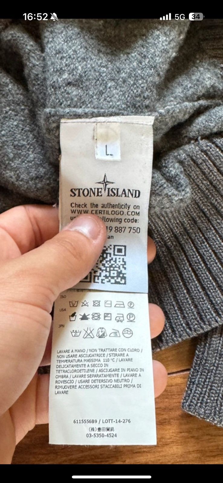 Stone Island Stone Island grey sweater Size US L / EU 52-54 / 3 - 13 Thumbnail