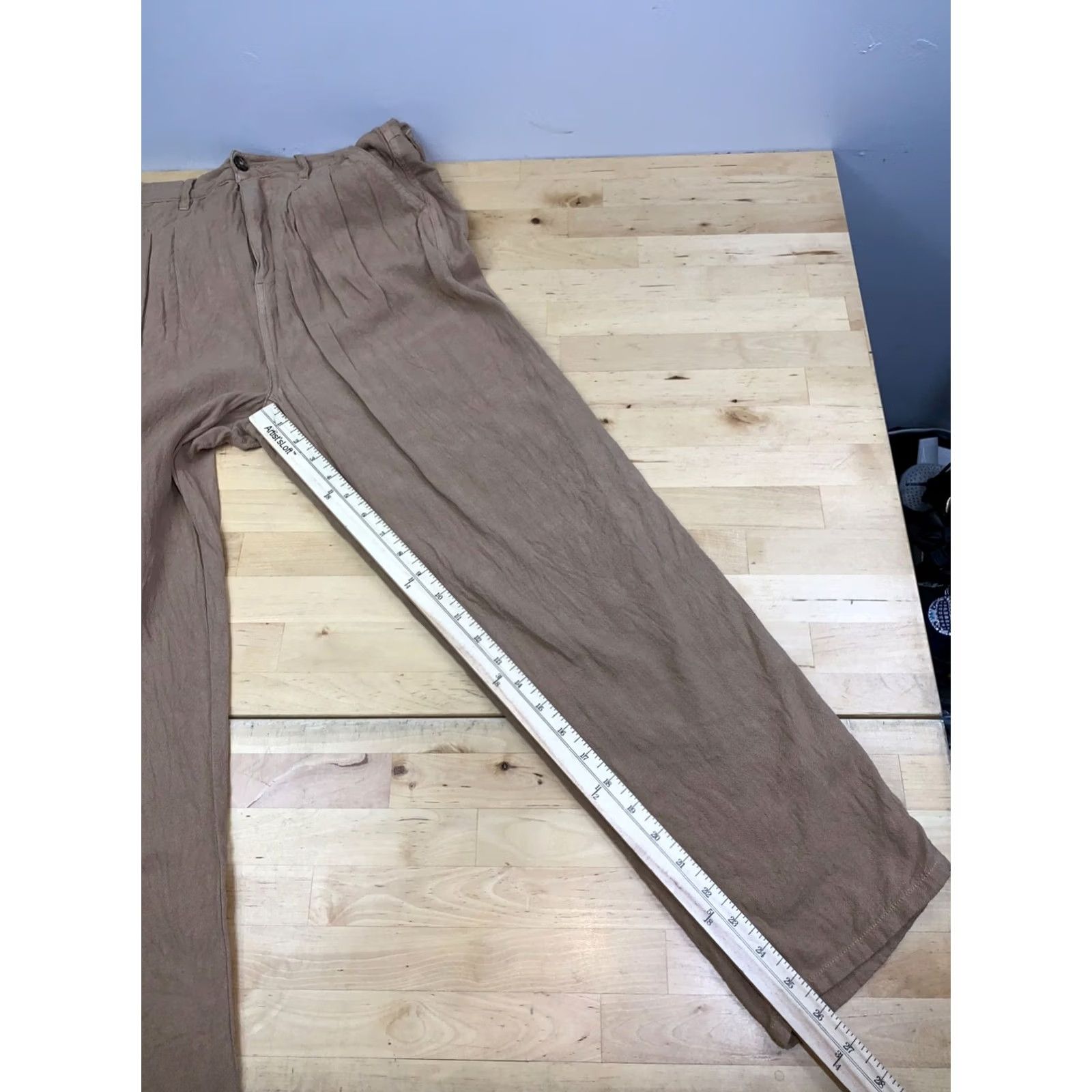 Free People VINTAGE Free People Linen Blend Flowy Pants Women 28 Tan Casual Boho 13292 Size 28" / US 6 / IT 42 - 7 Thumbnail