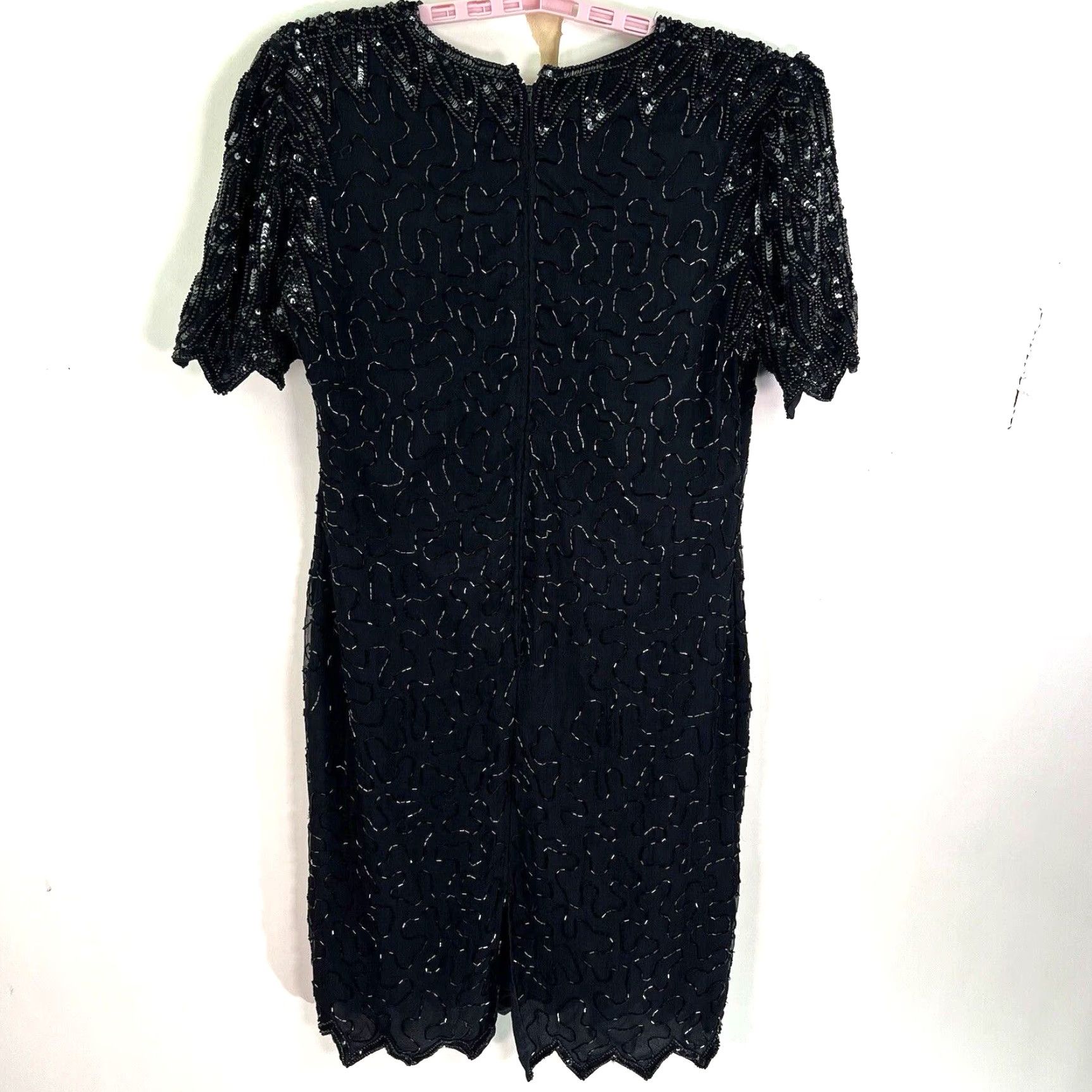 Vintage VINTAGE Brilliante by J.A. Silk Sequin Beaded Evening Dress Womens Large Black 90s Party Cocktail Chiffon Size L / US 10 / IT 46 - 7 Thumbnail