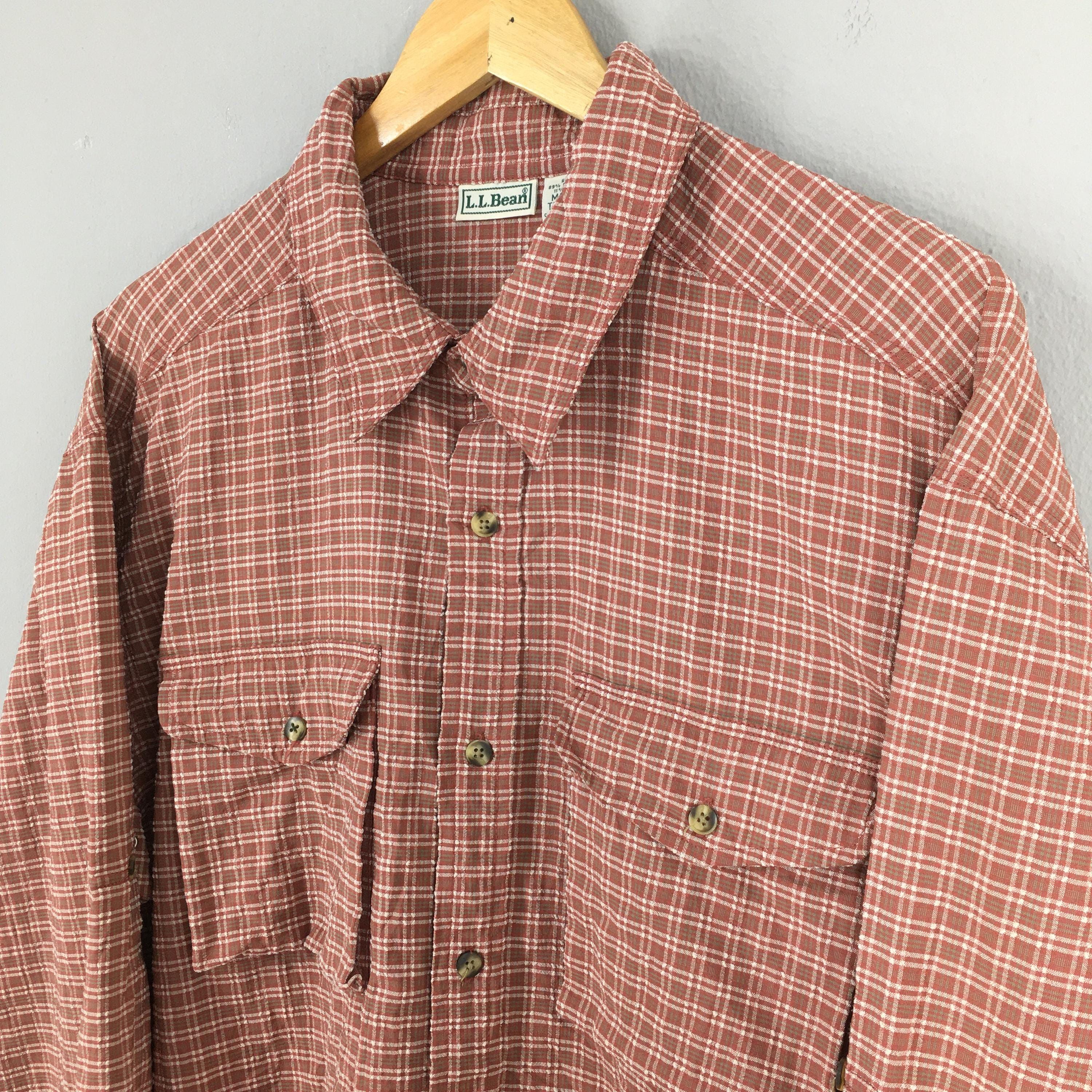 Flannel × L.L. Bean × Vintage Vintage 80s LL Bean Flannel Checkered Shirt Mens Large Size US L / EU 52-54 / 3 - 3 Thumbnail