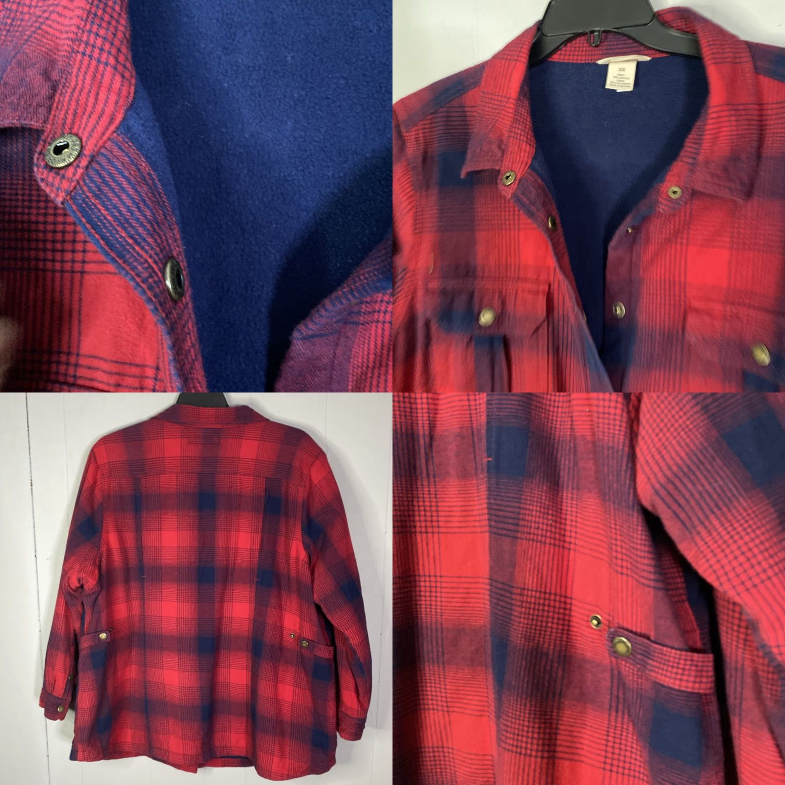Duluth Trading Company Duluth Flannel Heavy Weight Lined Buffalo Plaid 2X Plus Size Button-Up Women Jacket Brown Cotton Plaid 2X Womens Size XXL / US 16-18 / IT 52-54 - 8 Thumbnail