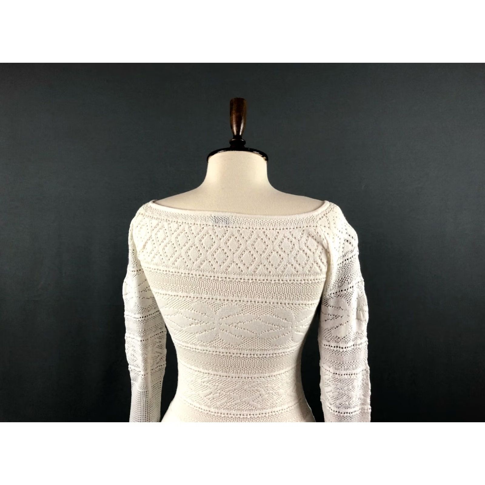 Liu Jo Liu Jo White Perforated Jumper Women Shirt Knit 100% Cotton White Boat Neck Long Sleeve Regular Fit Casual Women XS-XL Size ONE SIZE - 5 Thumbnail