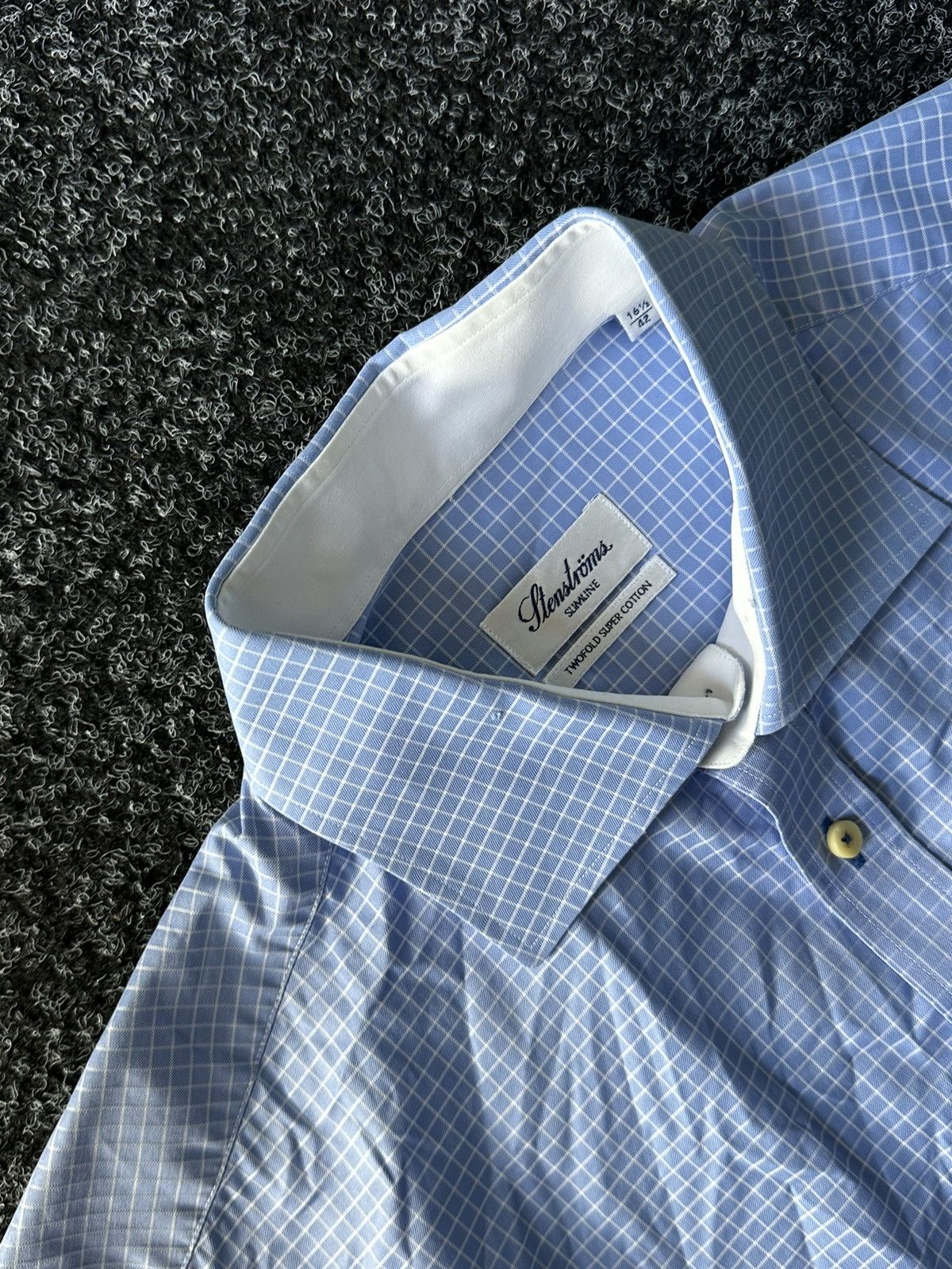 Designer × Strenstroms × Vintage Strenstroms Men 16 1/2 42 M Casual Shirt flannel white-blue Size US L / EU 52-54 / 3 - 4 Thumbnail