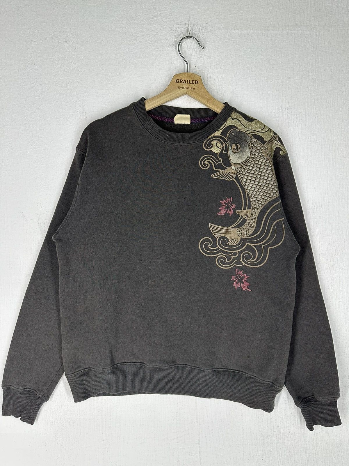 Bullet Noise Vintage Sukajan Japanese Design Koi Fish Sweatshirt Size US S / EU 44-46 / 1 - 3 Thumbnail