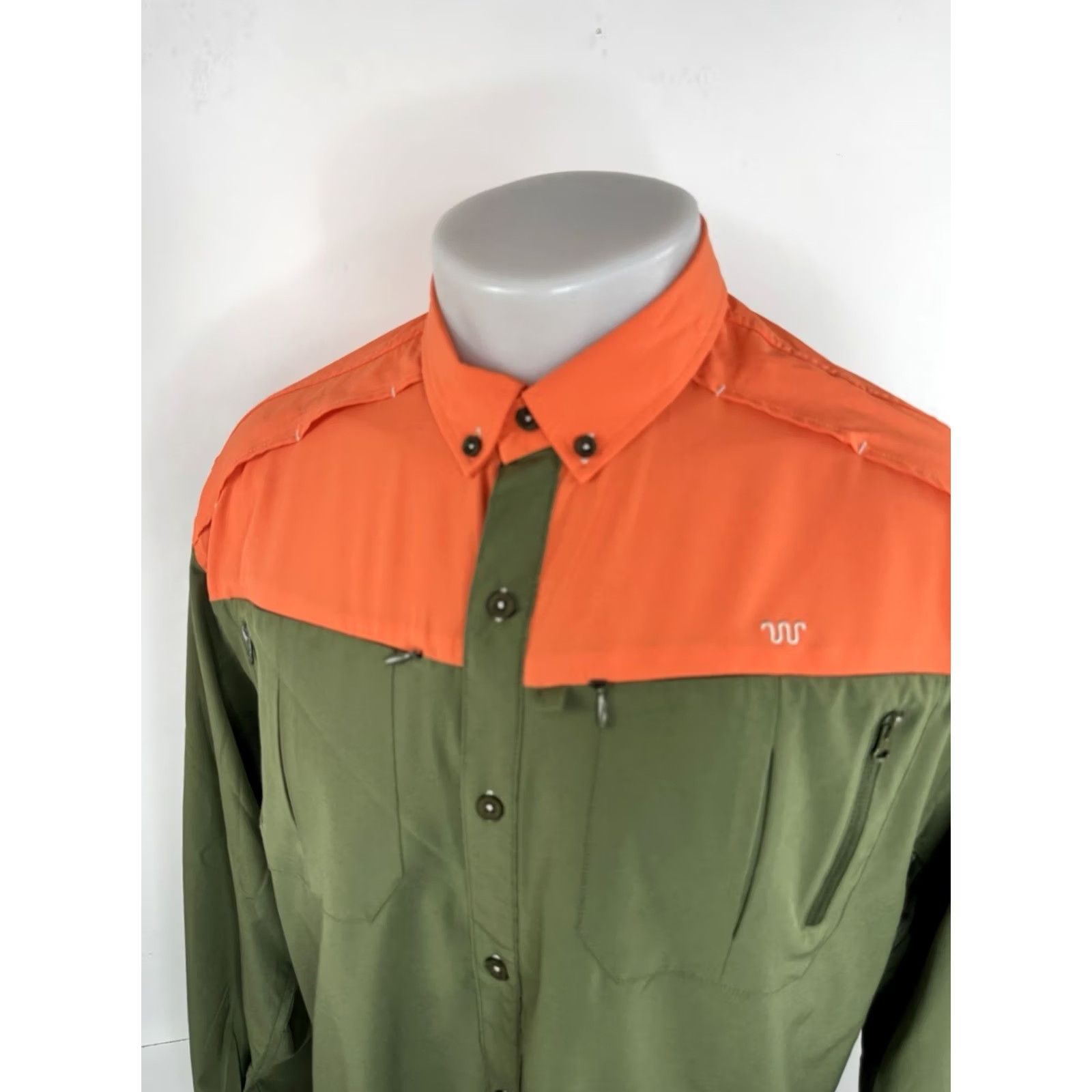 Vintage KING RANCH - Vented Mens L Performance Fishing Hunting Safety Shirt - EXCELLENT Shirt Mens L Green Orange 90s B11 Size US L / EU 52-54 / 3 - 3 Thumbnail