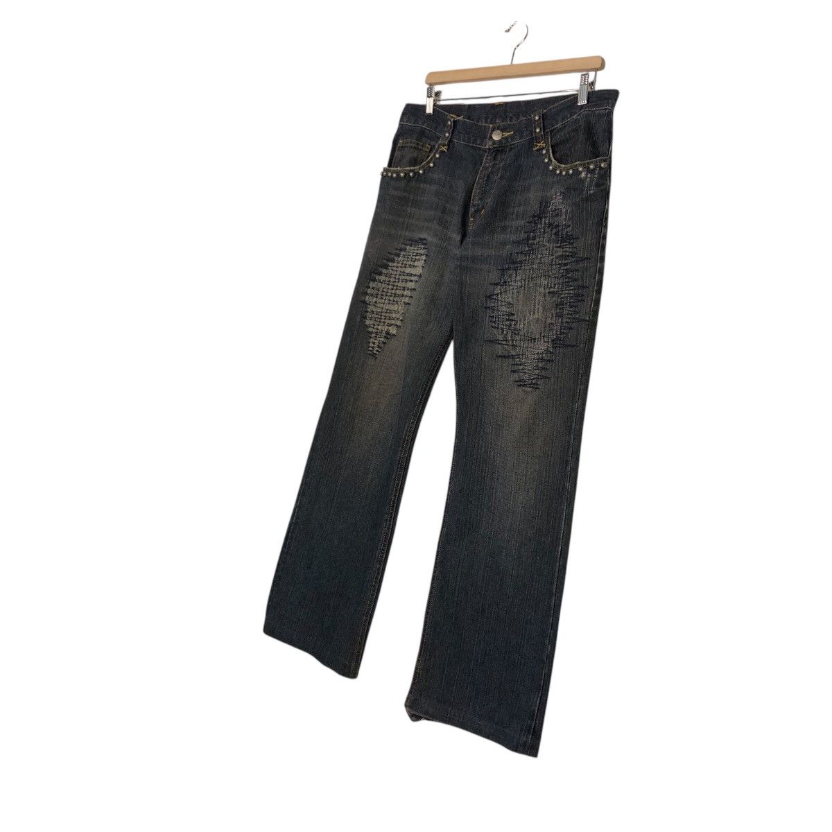 Hysteric Glamour 📌Vintage Bow Cut Design Punk Style Denim Pants Biker Size 34" / US 12 / IT 48 - 3 Thumbnail