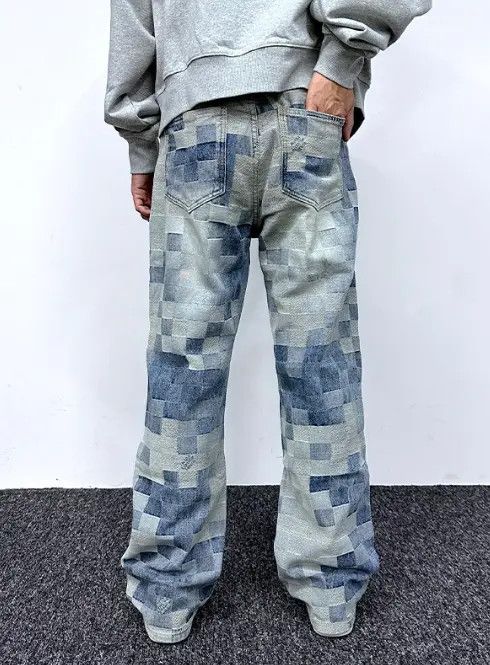 Japanese Brand Blue plaid jeans vintage style distressed Size US 32 / EU 48 - 4 Thumbnail