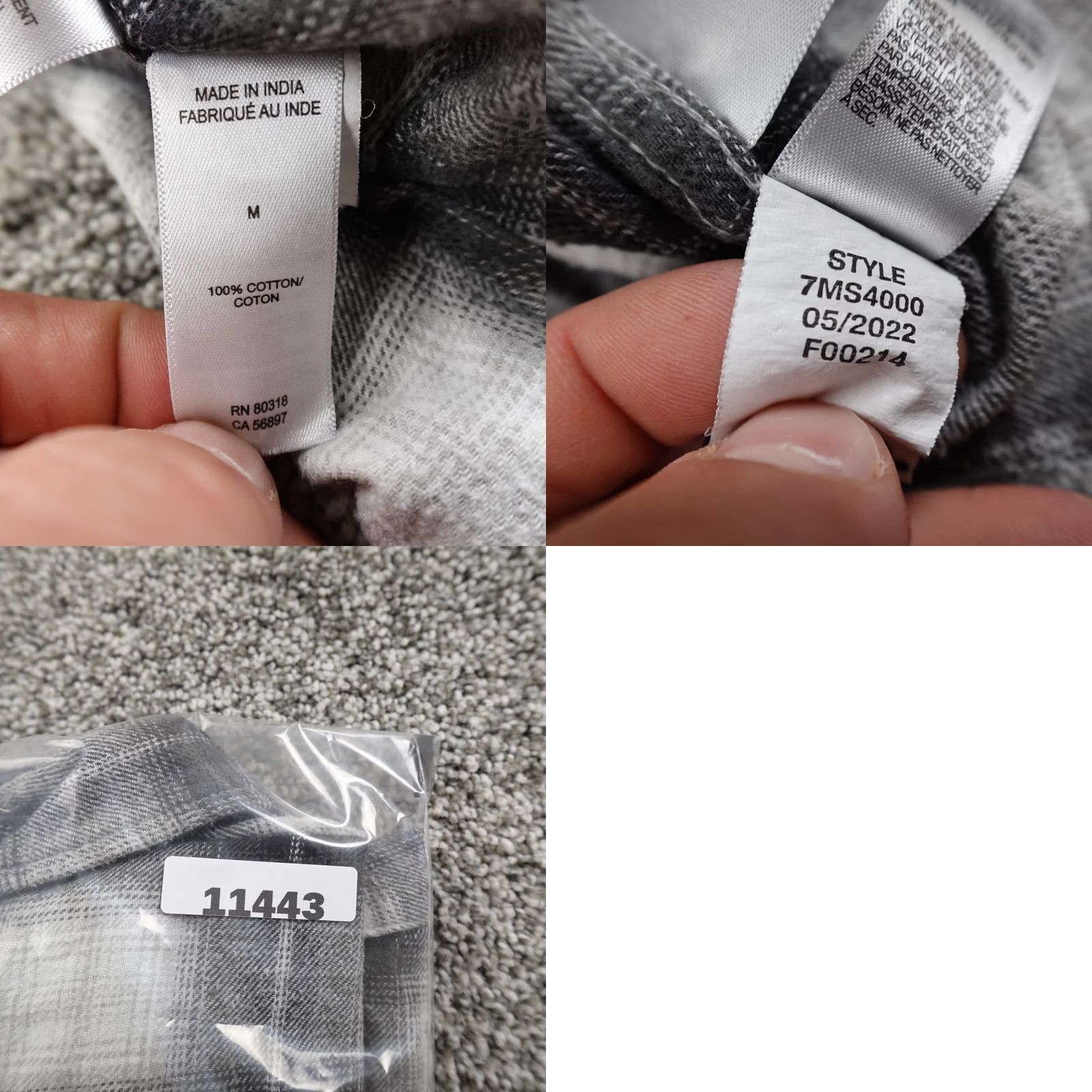 Lucky Brand Lucky Brand Shirt Mens M Gray Black Shadow Plaid Flannel Long Sleeve Button Up Size US M / EU 48-50 / 2 - 8 Thumbnail