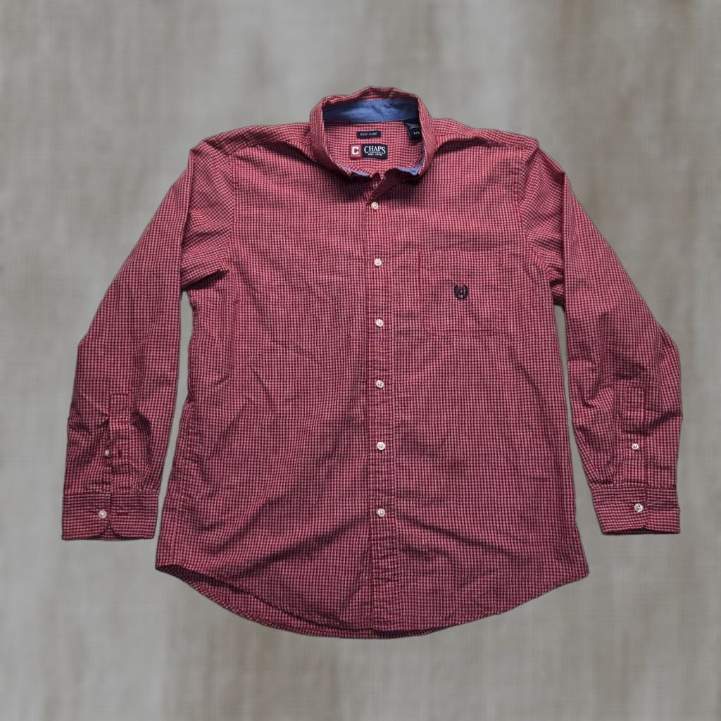 Chaps Chaps Shirt Button-Up Men’s L Red Check Long Sleeve Easy Care Logo Casual Shirt - Vintage? No Size US L / EU 52-54 / 3 - 1 Thumbnail