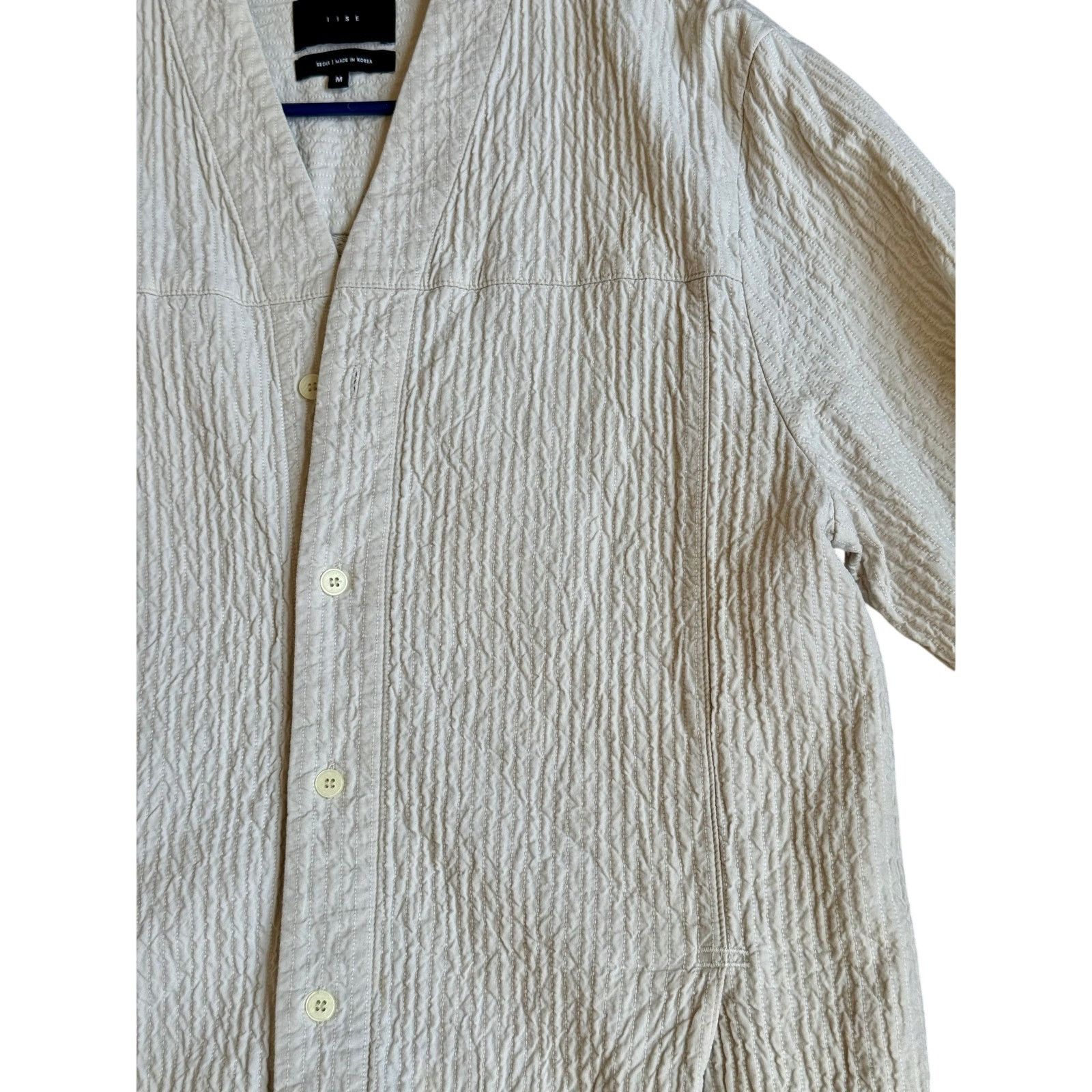IISE IISE Korean Designer Quilted Shirt Jacket Cream Navy Size M Size US M / EU 48-50 / 2 - 4 Thumbnail