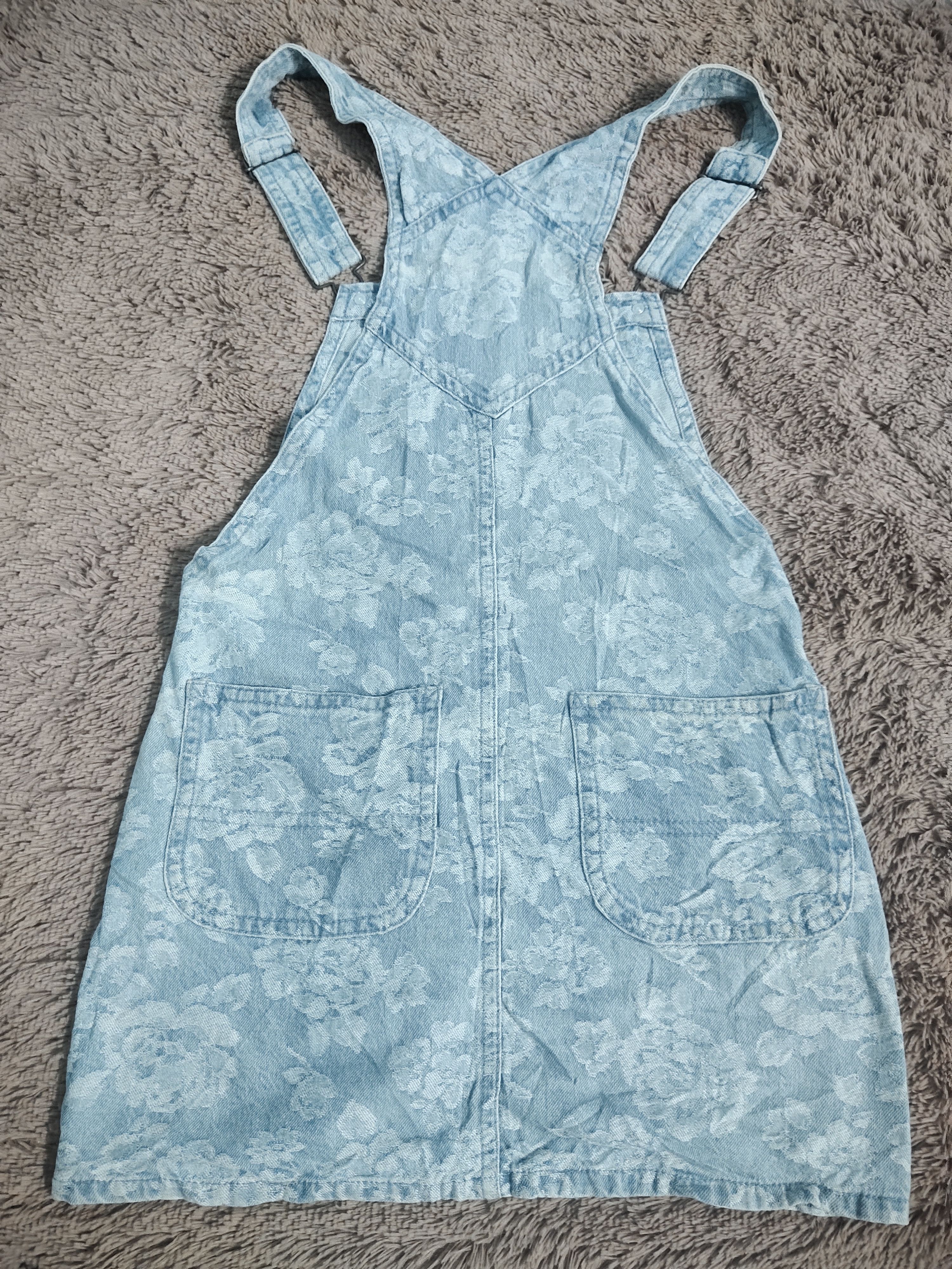 Japanese Brand Dungarees Denim Floral Print Short Skirt Size 32" / US 10 / IT 46 - 2 Thumbnail