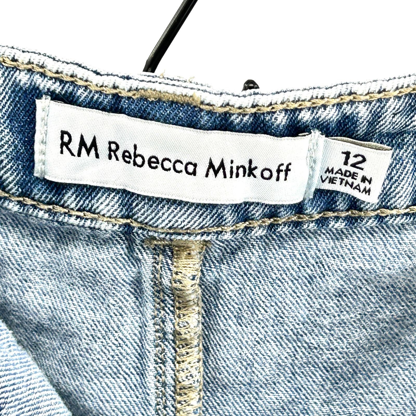 Rebecca Minkoff Light Blue Acid Wash Deconstructed Denim Midi Skirt Size 34" / US 12 / IT 48 - 6 Thumbnail