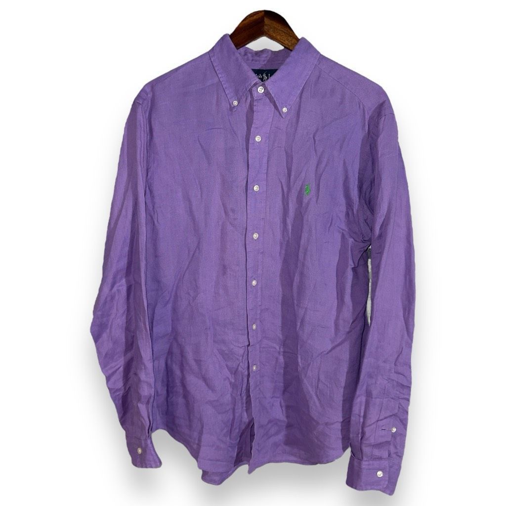 Polo Ralph Lauren Purple Polo Ralph Lauren 100% Linen Classic Fit Button Down Shirt L Size US L / EU 52-54 / 3 - 1 Thumbnail