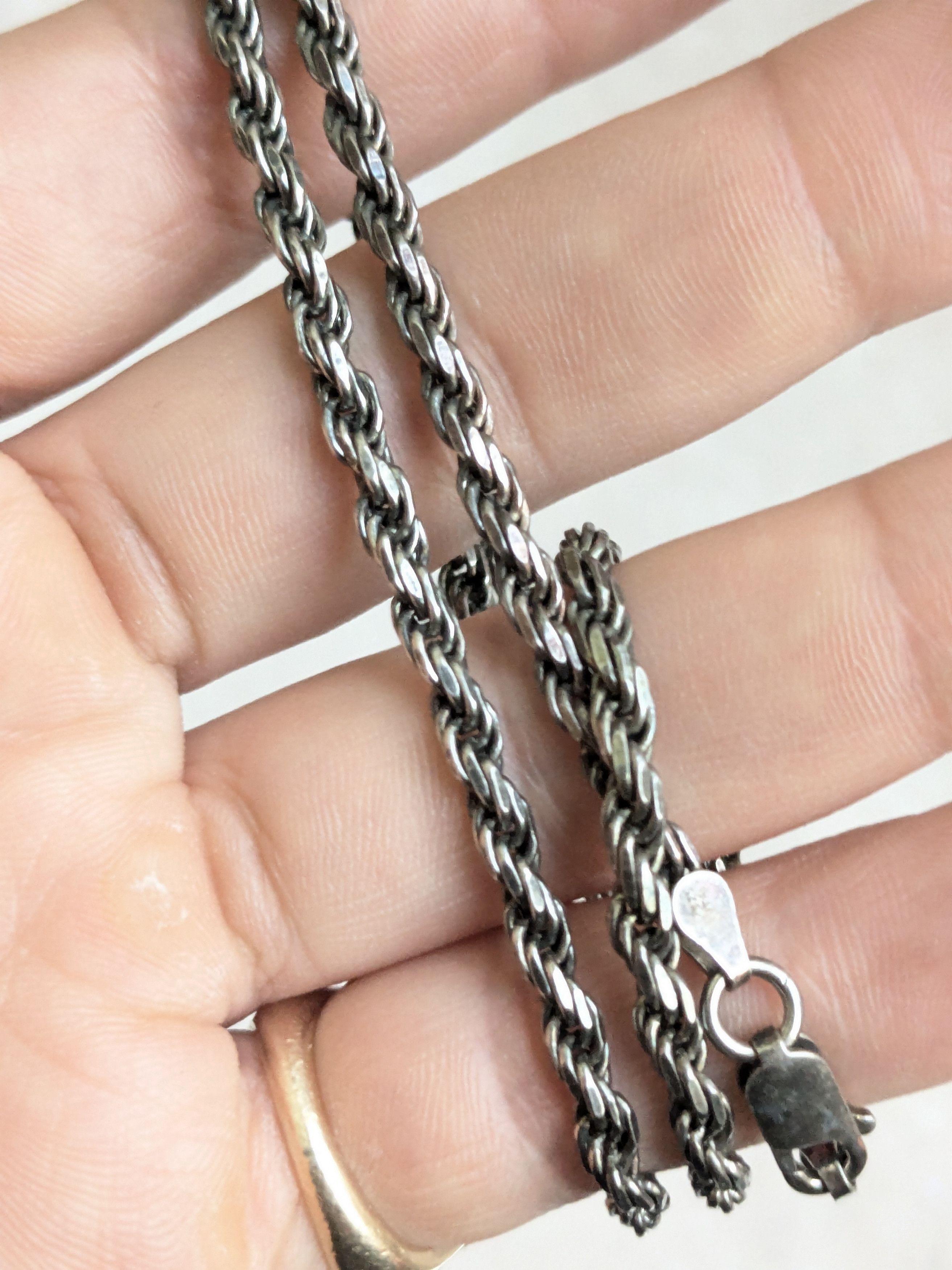 Jewelry Vintage Sterling Silver Rope Necklace Twist 20" Italy Size ONE SIZE - 12 Thumbnail