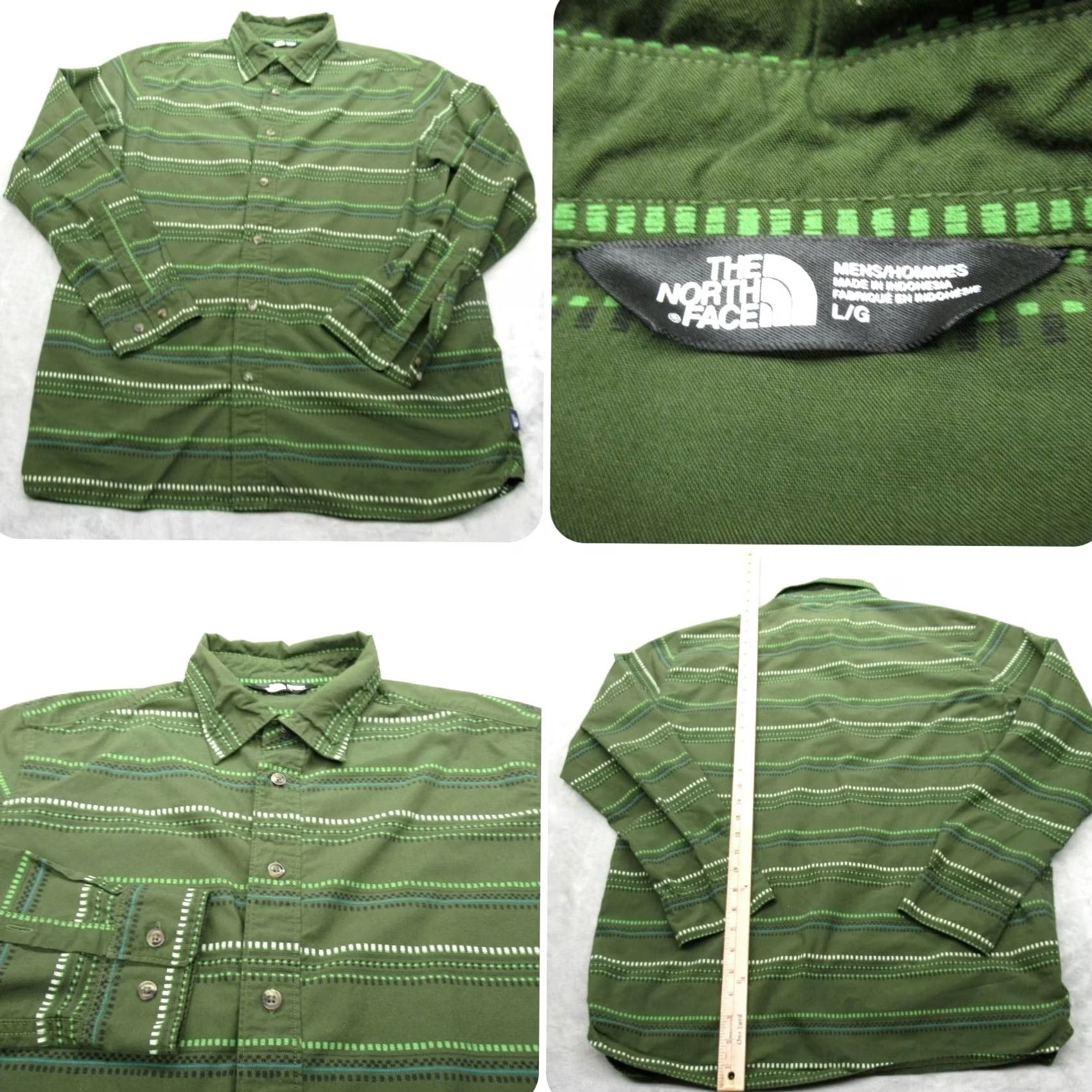 The North Face The North Face Shirt Mens Large Green Striped Long Sleeve Button Up Casual Size US L / EU 52-54 / 3 - 2 Thumbnail