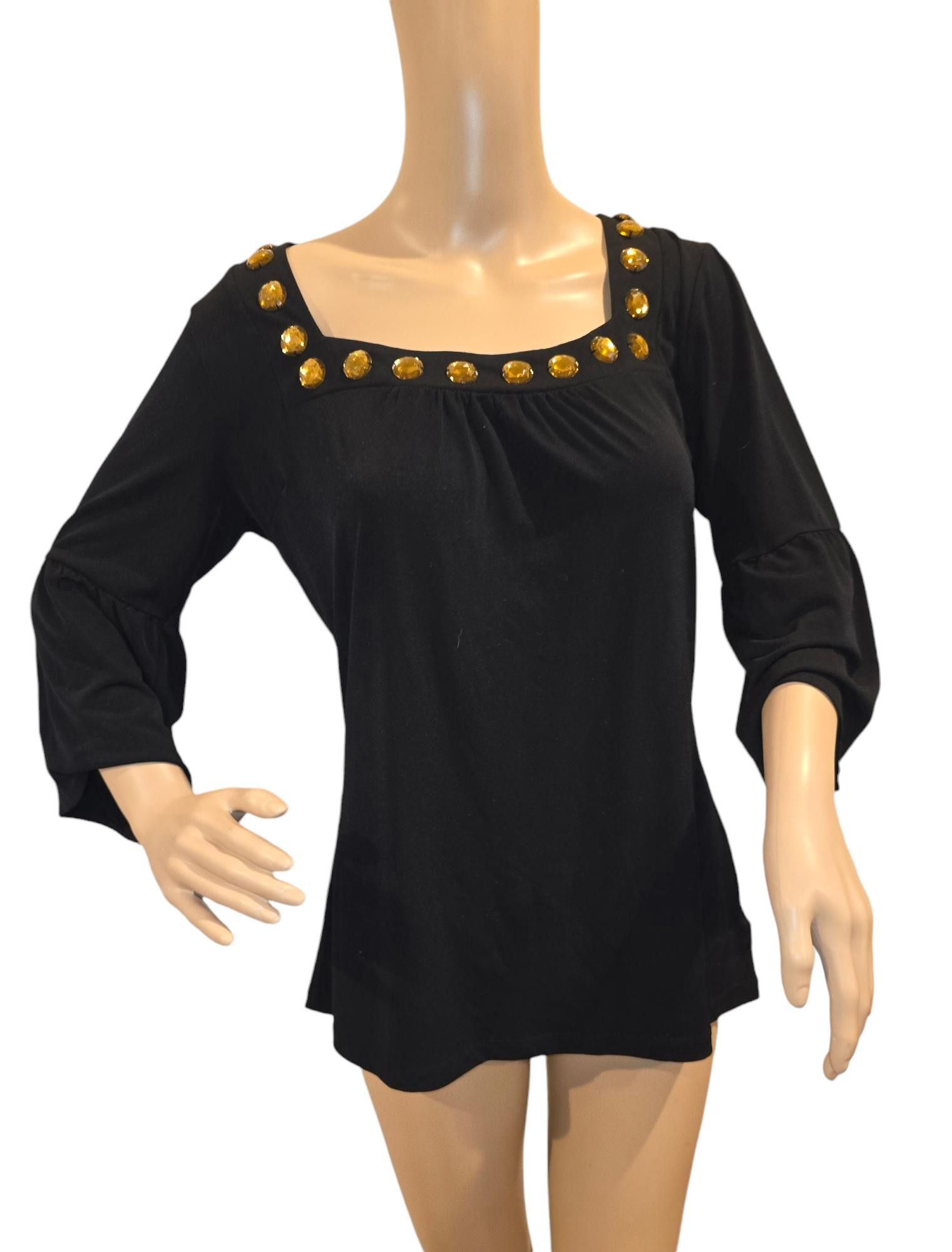 Worthington Elegant Black Top with Gold Accents Size S / US 4 / IT 40 - 1 Thumbnail