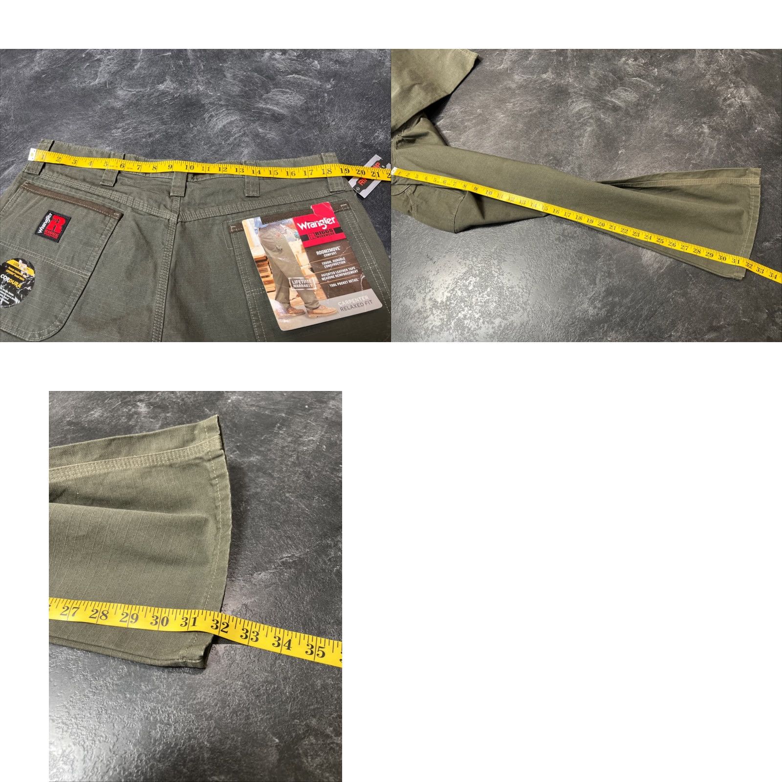 Wrangler Wrangler RIGGS Workwear Carpenter Pants Mens 38x32 Olive Green Ripstop Carpenter Wrangler RIGGS Workwear Mens 38 32 Green Size US 38 / EU 54 - 8 Thumbnail