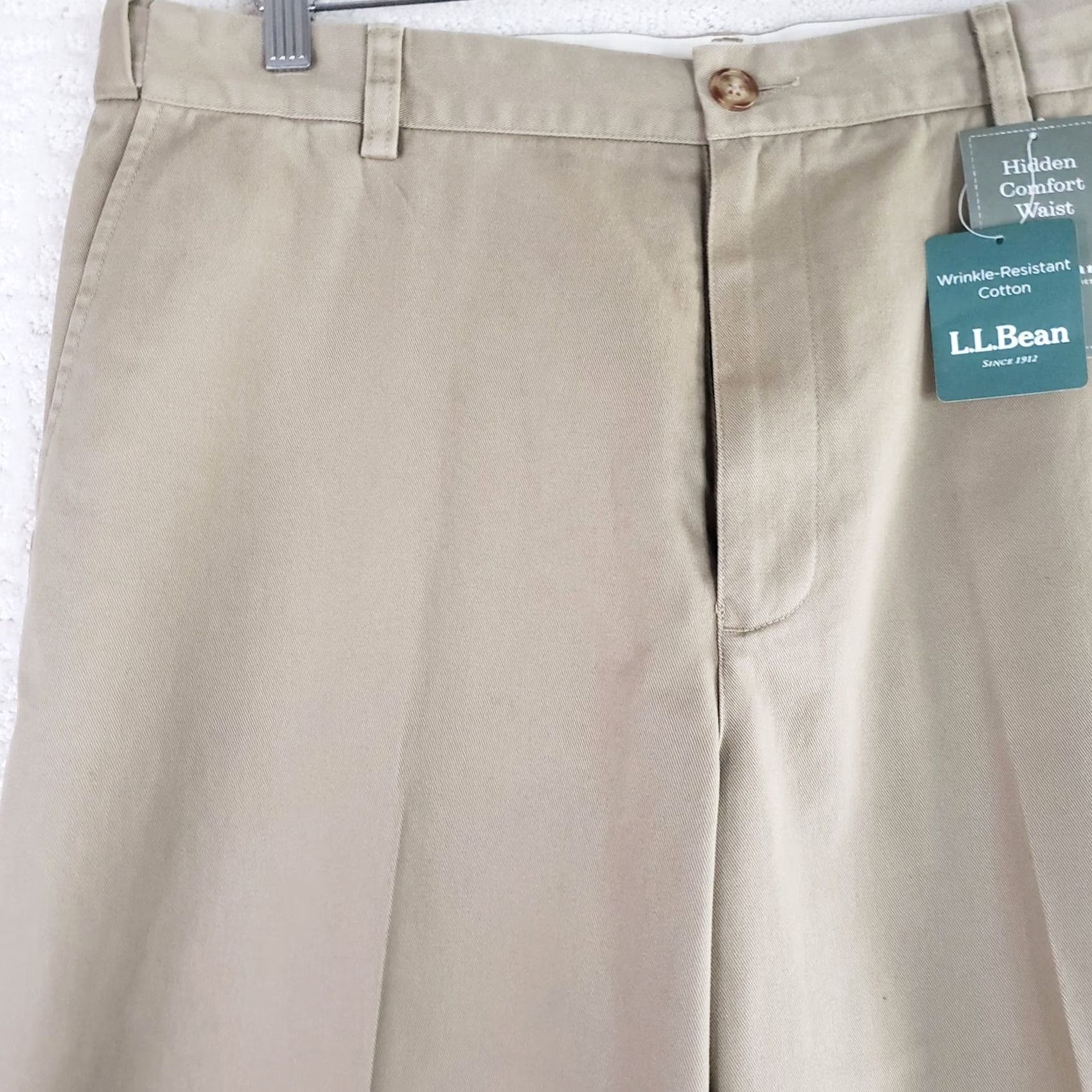 Vintage LL Bean Pants Mens 37X29 Khaki Cotton Adjustable Comfort Waist Straight Leg NWT Size US 37 - 3 Thumbnail