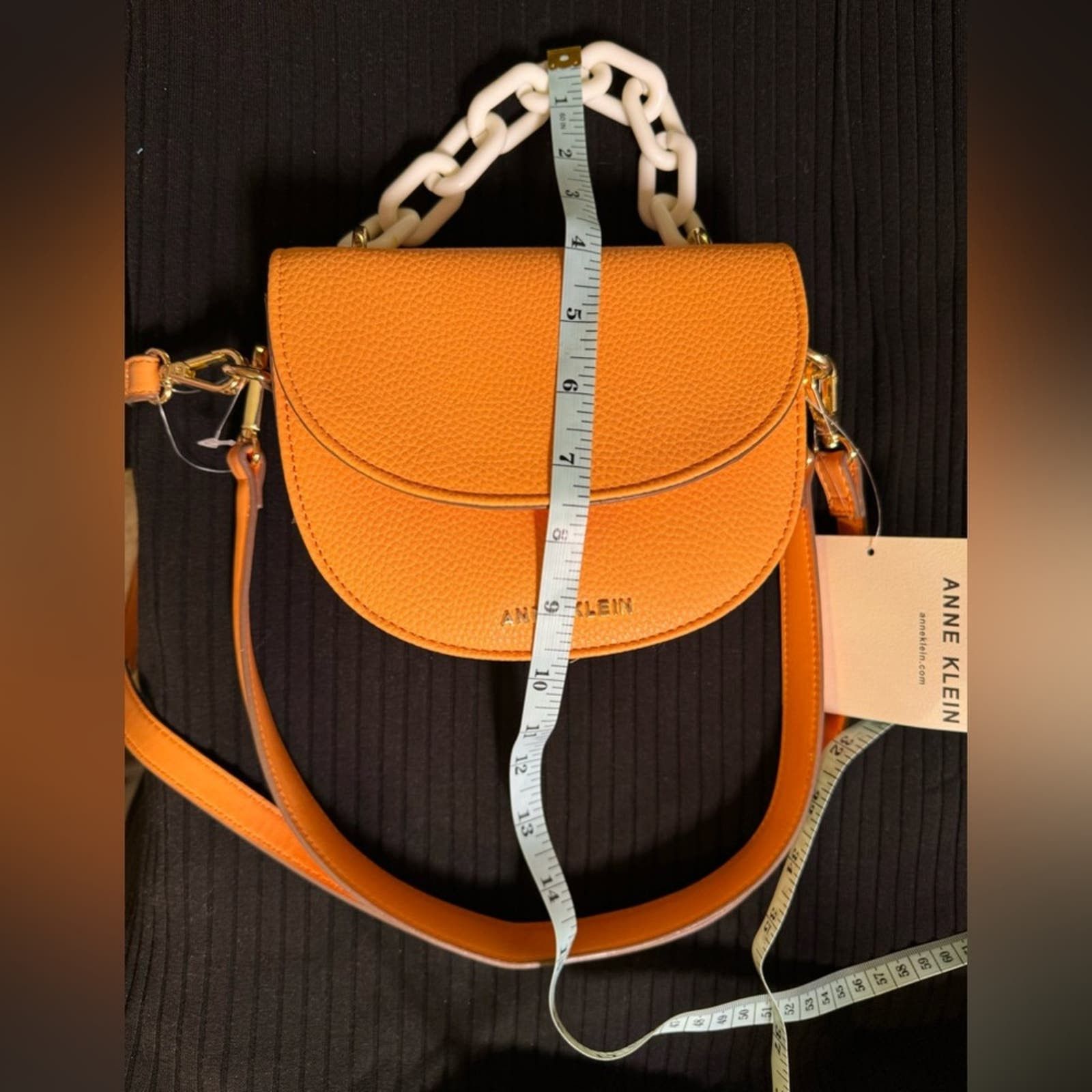 Anne Klein Anne Klein Papaya Faux Leather Mini Saddlebag Crossbody NWT ...