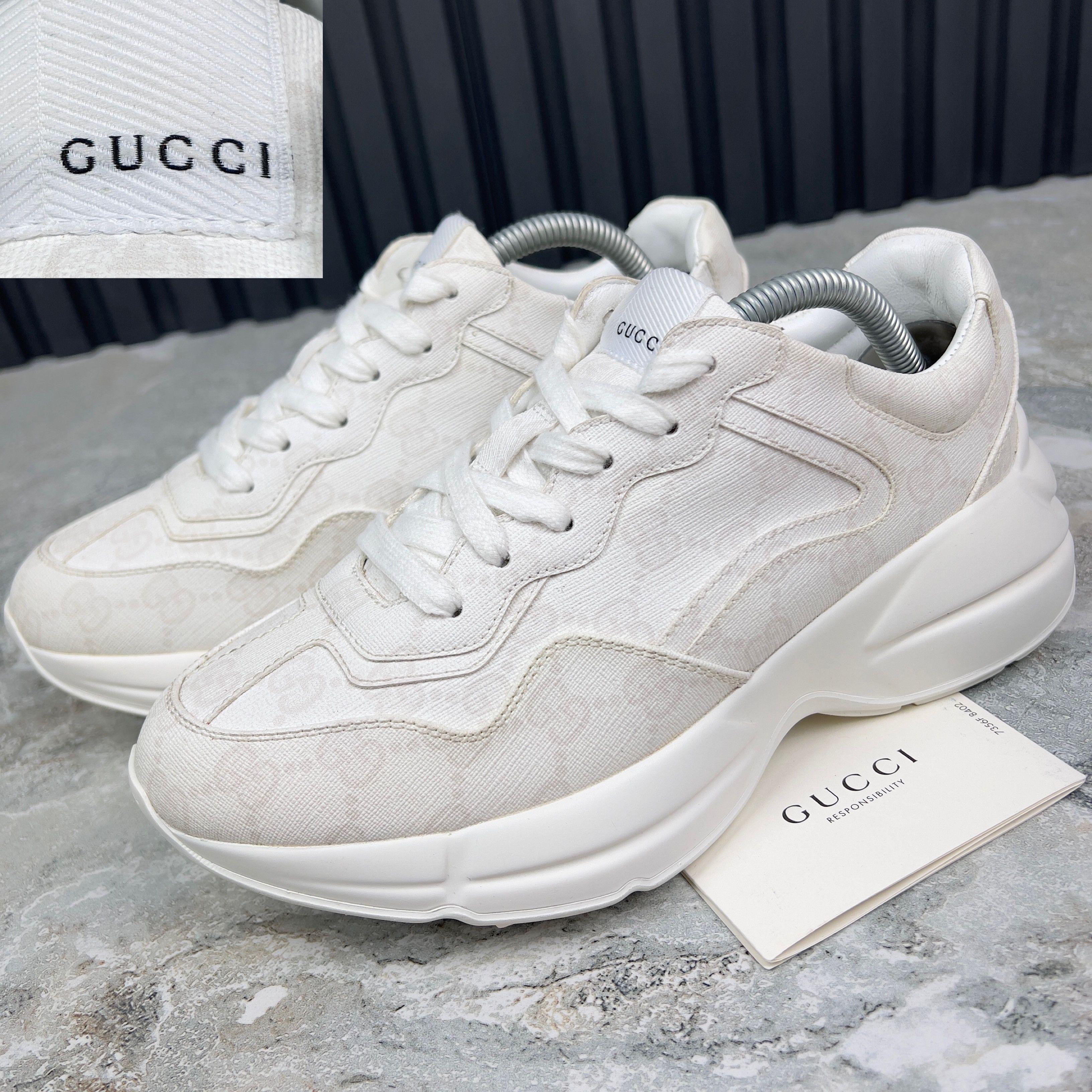 Gucci Rhyton Monogram GG Low Top Sneakers White Leather | Grailed
