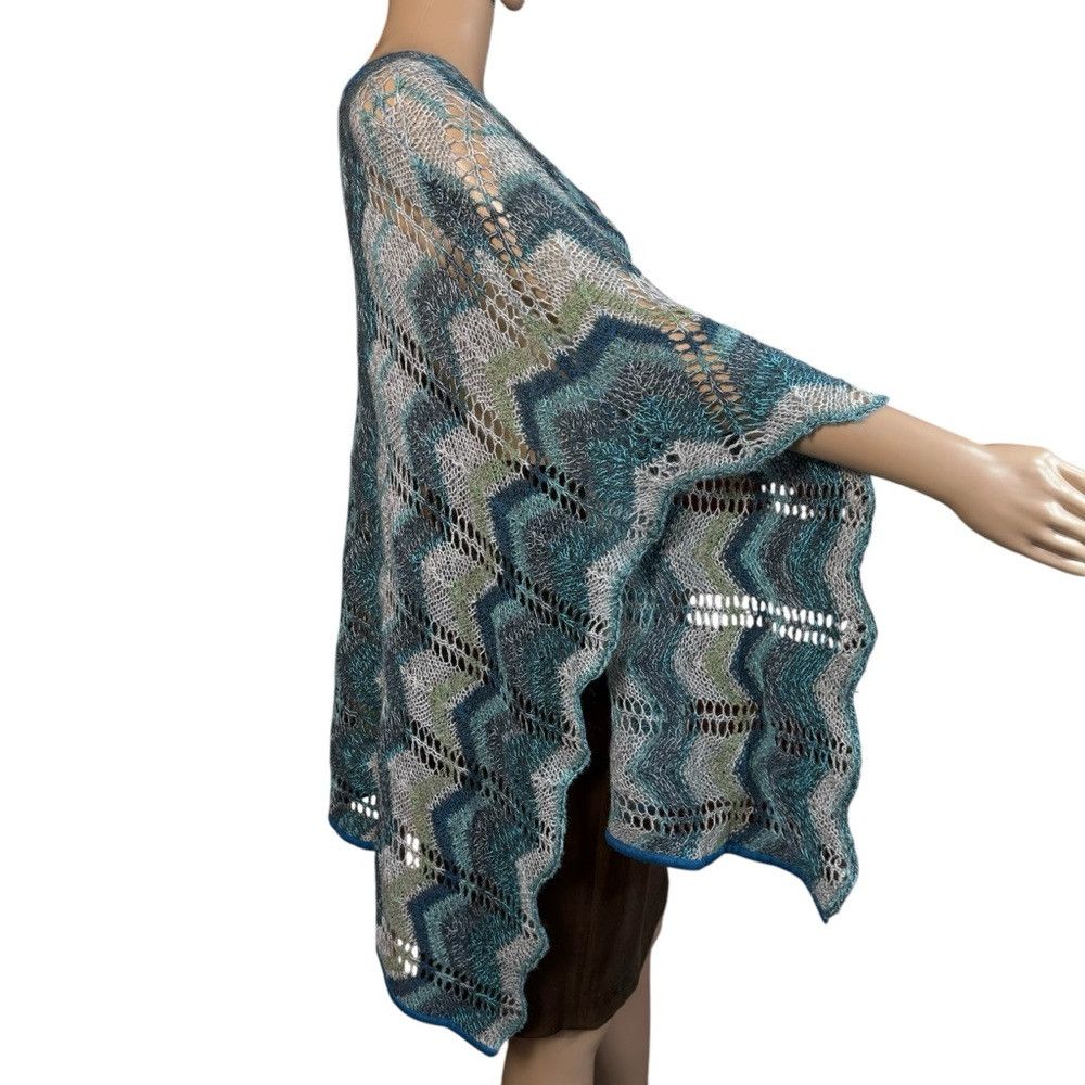 Other New Nation Design Wool Blend Zig Zag Knit Poncho Size ONE SIZE - 3 Thumbnail