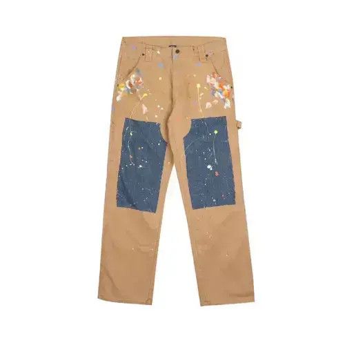 20SS Indigo Union Japan Beige Patchwork Splash Ink Pants