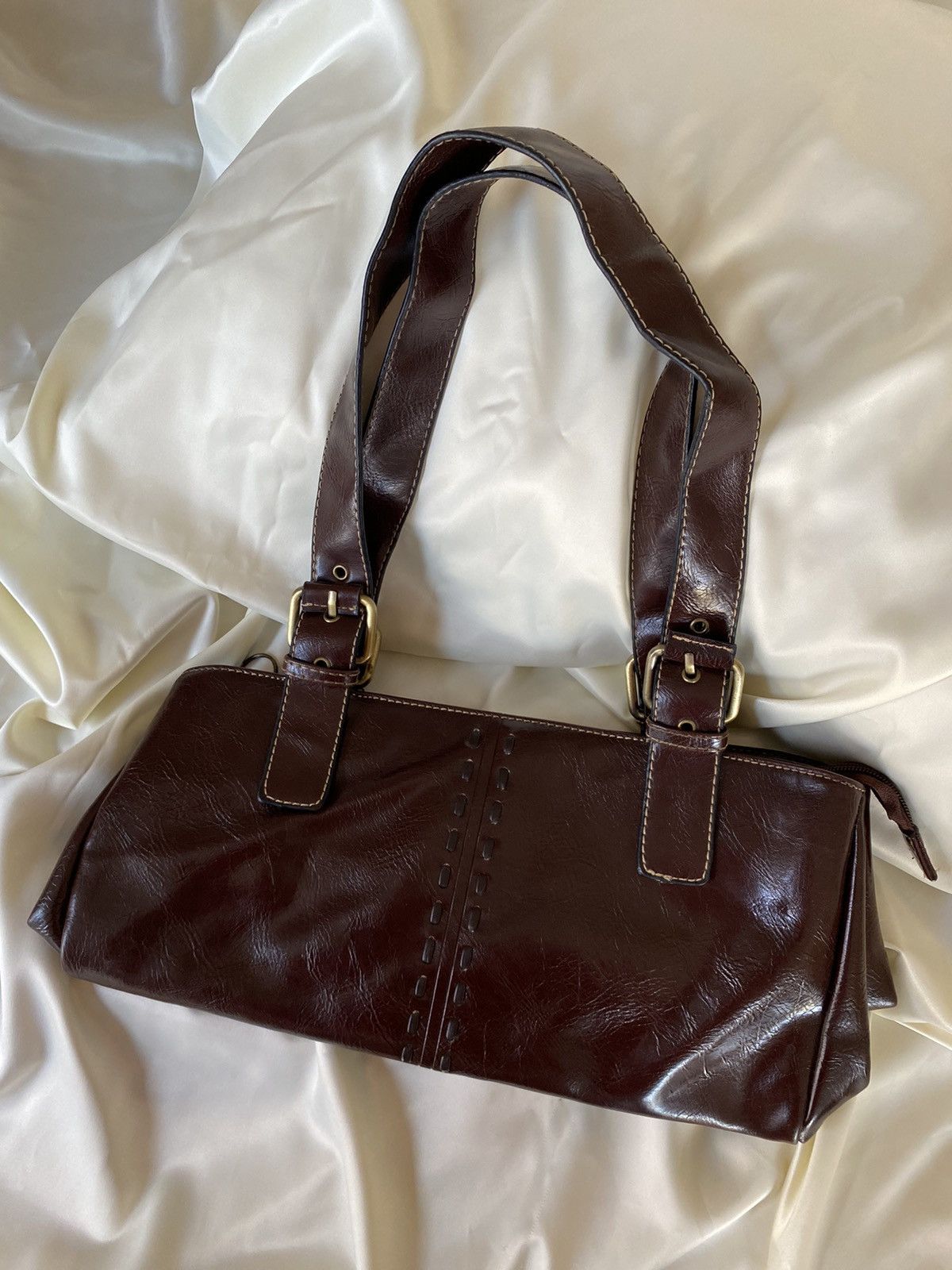 Vintage Vintage brown leatherette shoulder bag Size ONE SIZE - 1 Thumbnail