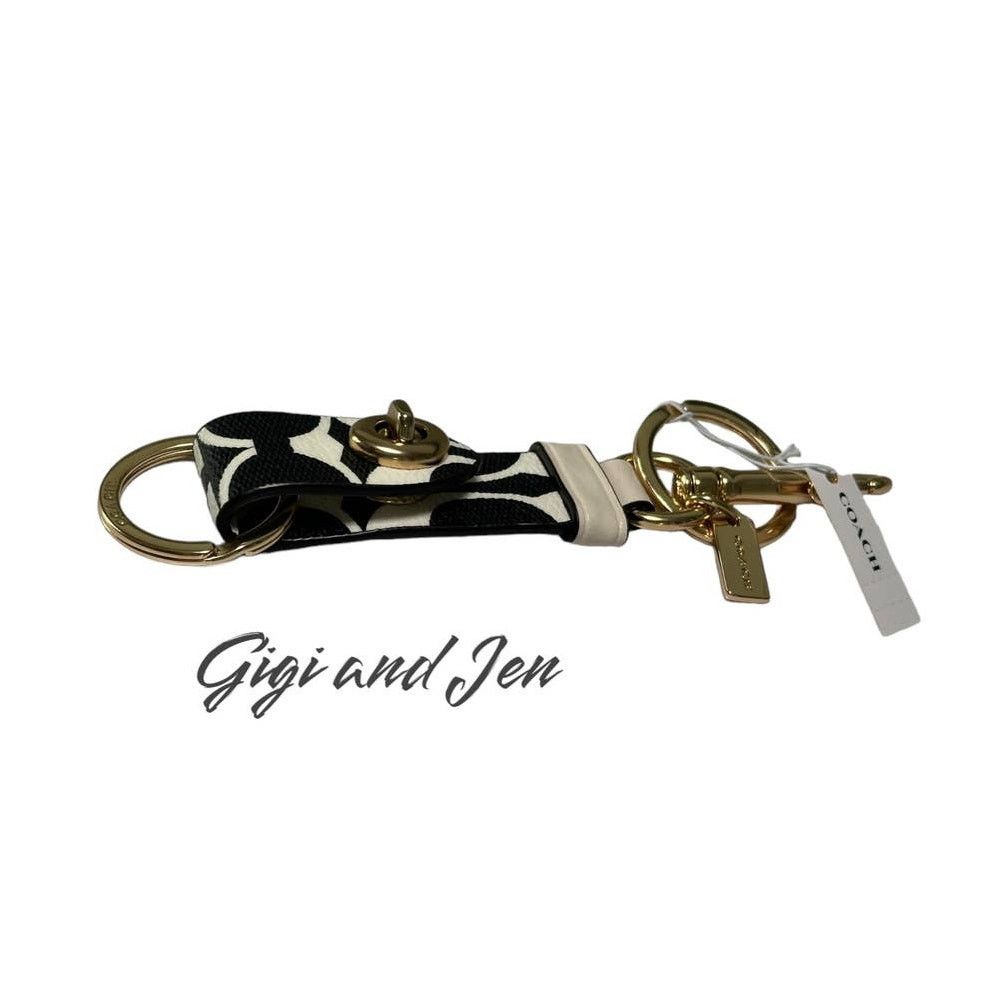 Kate Spade Coach Trigger Snap Bag Charm In Signature Canvas Gold/Black Size ONE SIZE - 3 Thumbnail