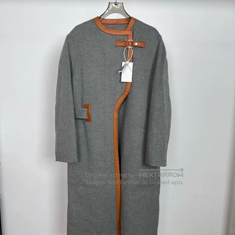 Hermes Hermes Gray Orange Leather Patch Long Waistcoat Coat Size XS / US 0-2 / IT 36-38 - 1 Thumbnail