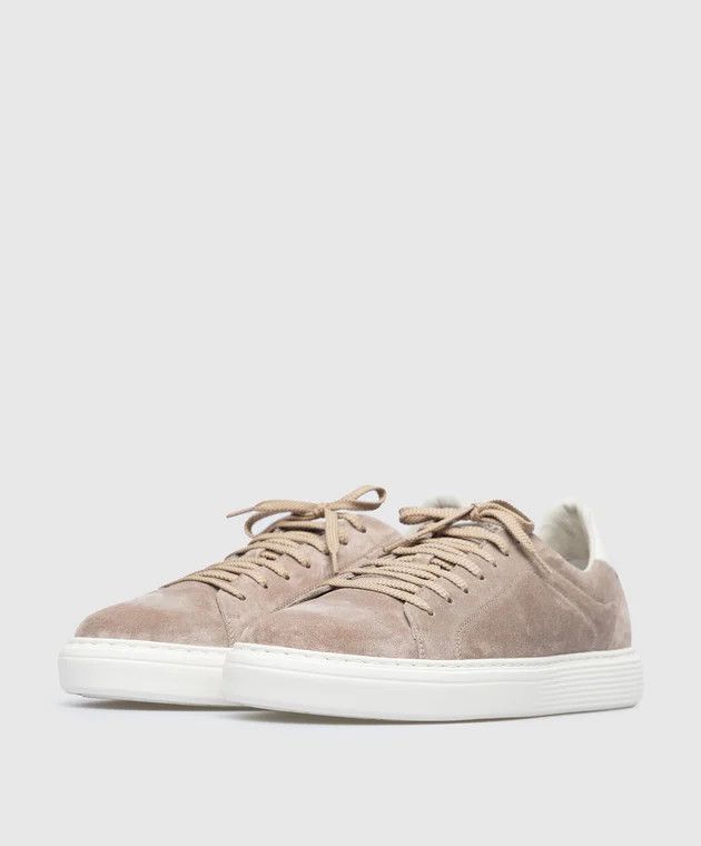 Brunello Cucinelli o1B3y1r0426 Suede Sneakers in Beige Size US 11.5 / IT 41.5 - 2 Thumbnail
