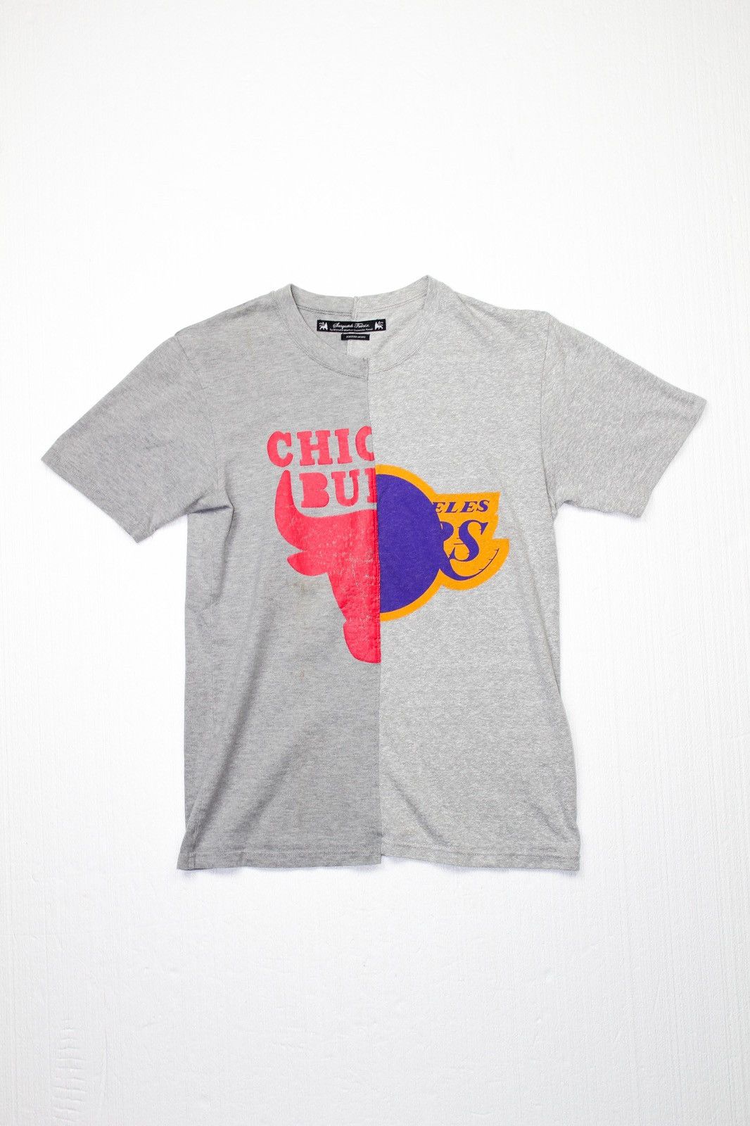 image of Sasquatchfabrix Basketball Tee (Bulls & Lakers) in Grey, Men's (Size Medium)