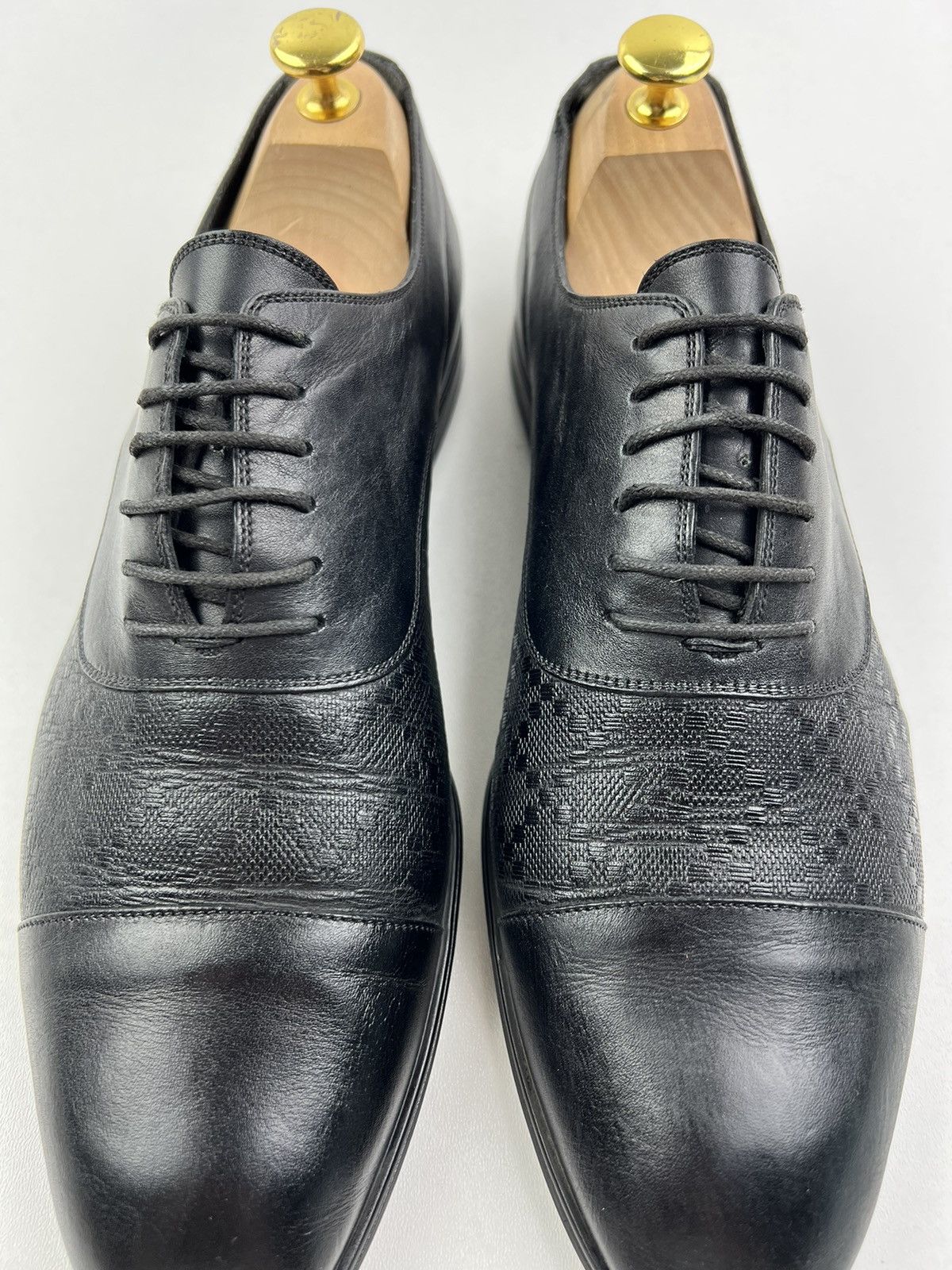 Gucci GUCCI Oxfords Leather Shoes Diamond Embossing Black Men’s Size US 9 / EU 42 - 4 Thumbnail